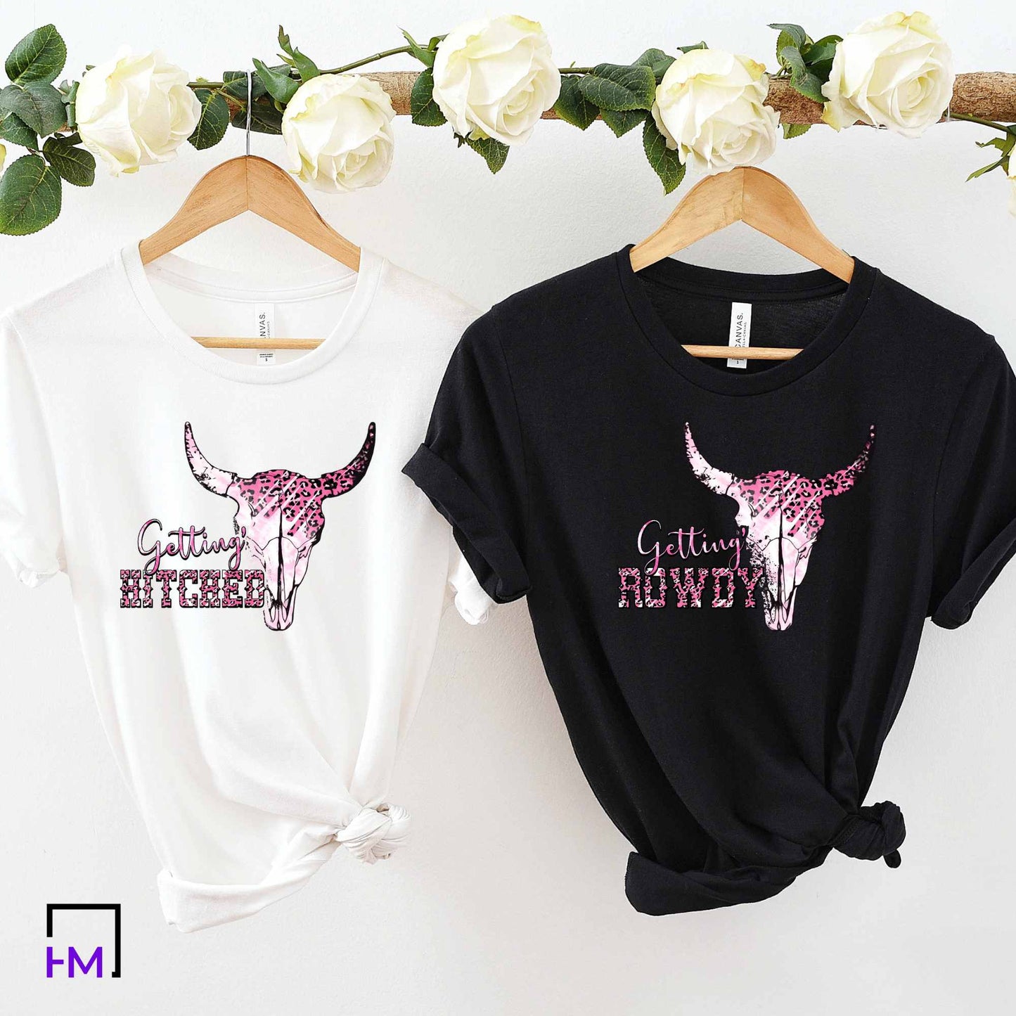 Getting Hitched & Getting Rowdy Bachelorette Party Shirts, Country Themed Bachelorette Party Shirts