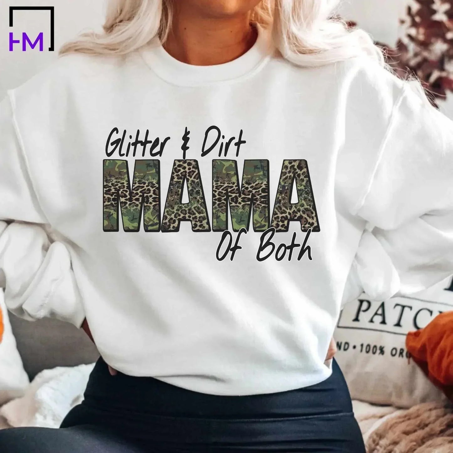Glitter And Dirt Mama Of Both Shirt Mama T shirt Leopard Design Sweater Cute Momma Shirt Mom Of Both Tee Leopard Camo Mama Sweatshirt White