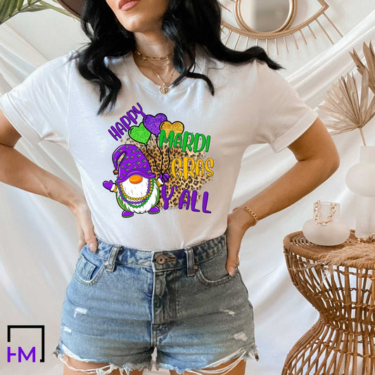 Gnome Mardi Gras Shirt or Tank Top for Women and Men, Plus Sizes Available Up to 5XL HMDesignStudioUS