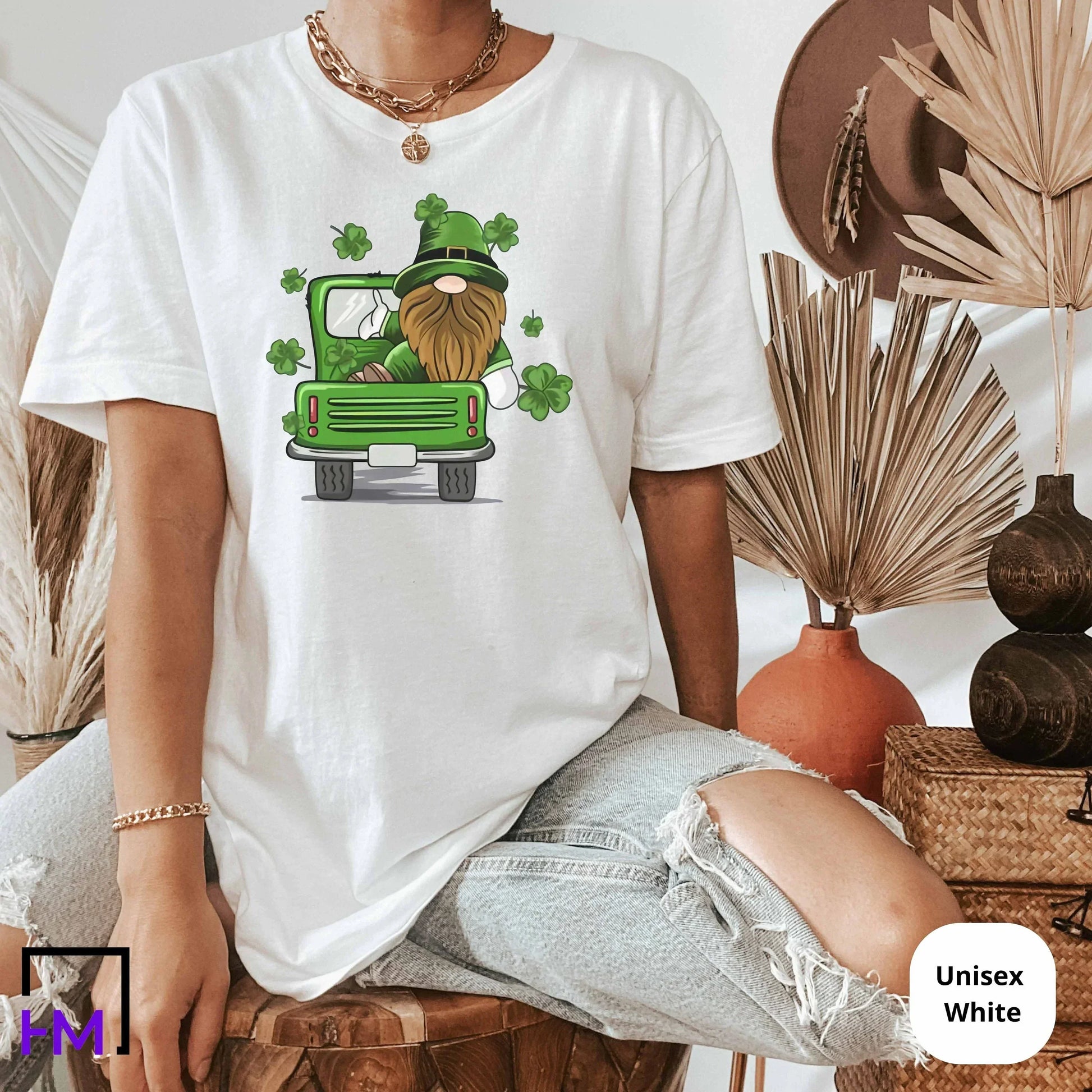 Gnome Shamrock Shirt, Irish Shirt Women, Cute Shamrock Shirt, Lucky Woman Shirt, Shamrock Clover Shirt, St Patrick Day Shirt, St. Pattys Day
