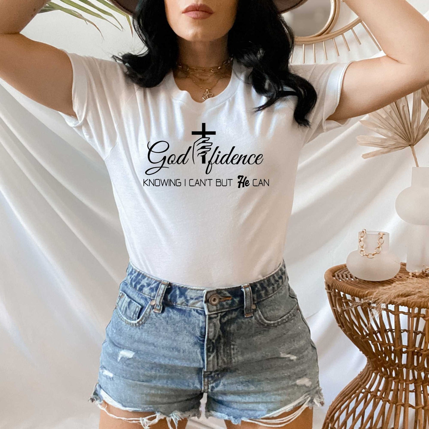 Godfidence, Knowing I Can't Be He Can, Christian Shirt for Women