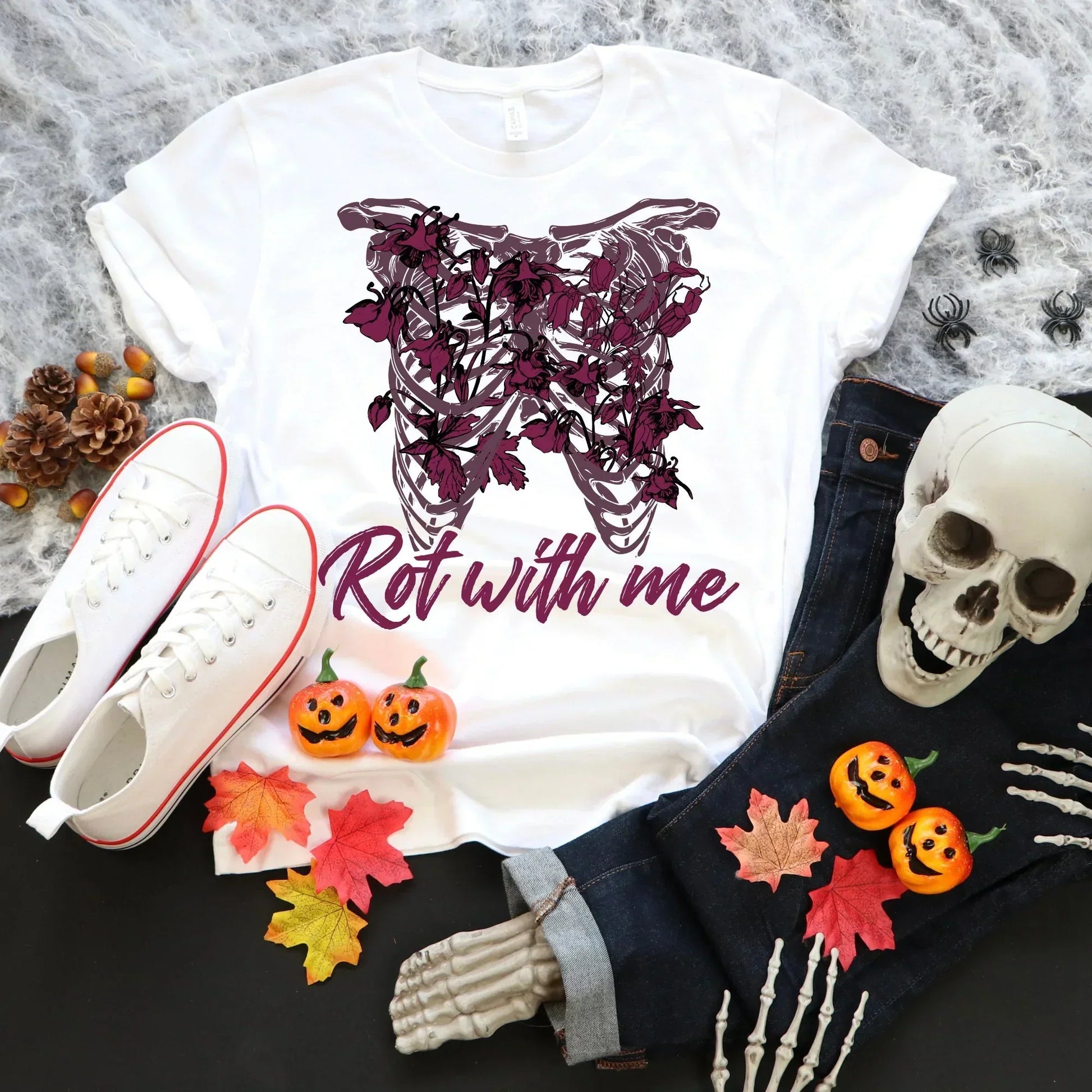 Gothic Shirt, Halloween Sweatshirt, Witchy Vibes, Bats & Dead Roses Shirt, Moon Shirt, Magical Witch Shirt, Goth Style, Rot with Me, EMO Tee HMDesignStudioUS