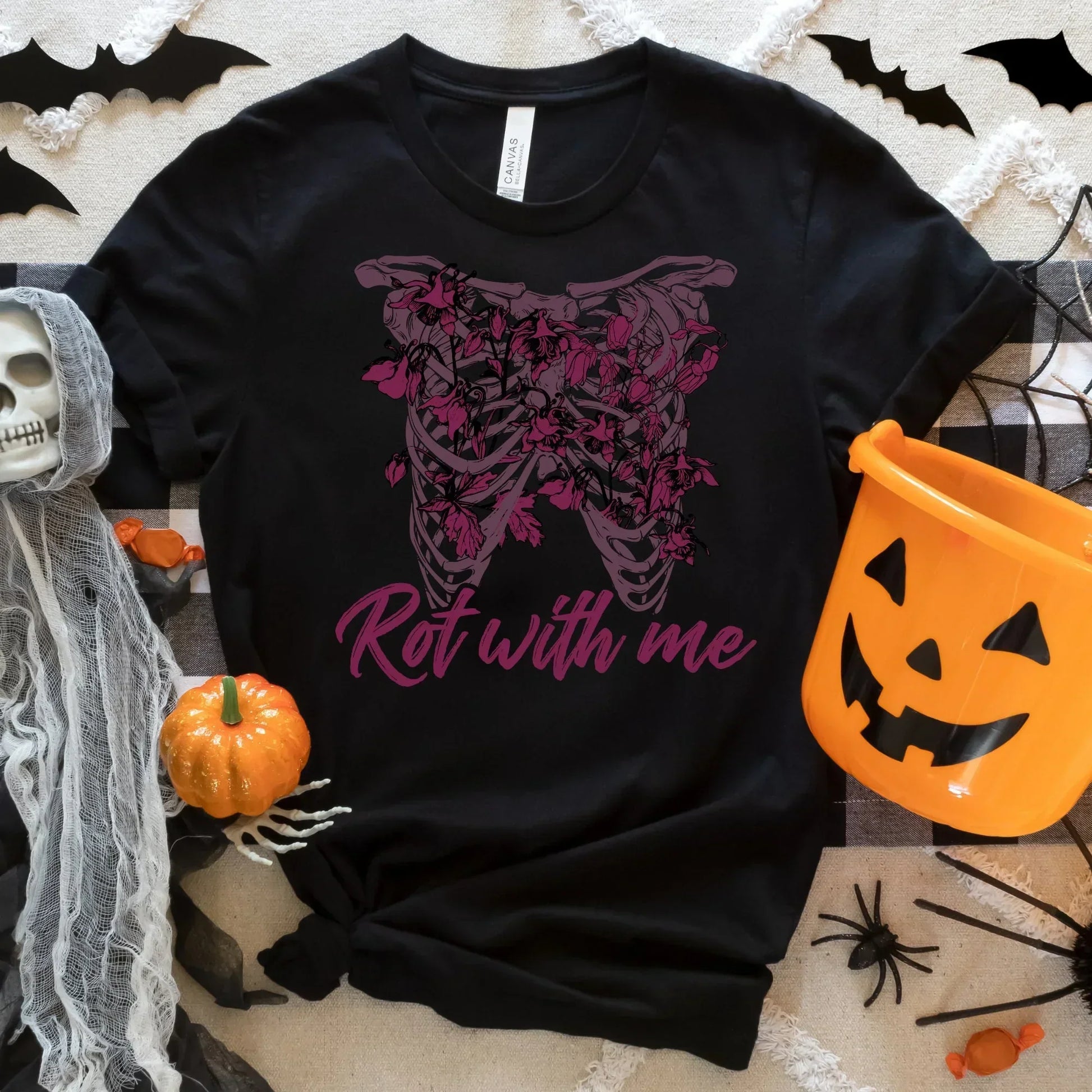 Gothic Shirt, Halloween Sweatshirt, Witchy Vibes, Bats & Dead Roses Shirt, Moon Shirt, Magical Witch Shirt, Goth Style, Rot with Me, EMO Tee HMDesignStudioUS