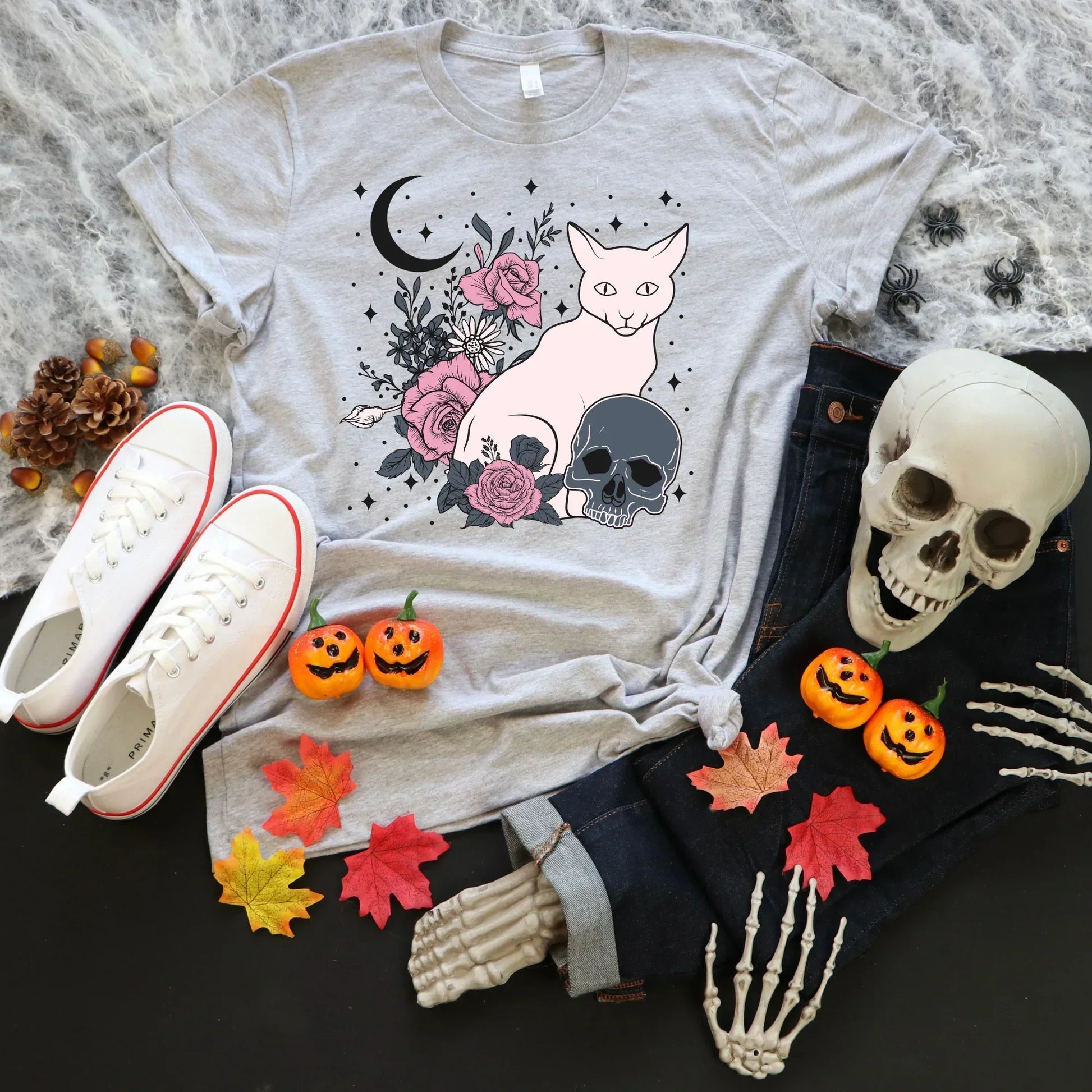 Gothic Shirt, Witchy Vibes, Halloween Sweatshirt, Moon Shirt, Skull Shirt, Goth Style Grunge Shirt, Aesthetic Clothing, Cat Shirt, Witch Tee HMDesignStudioUS