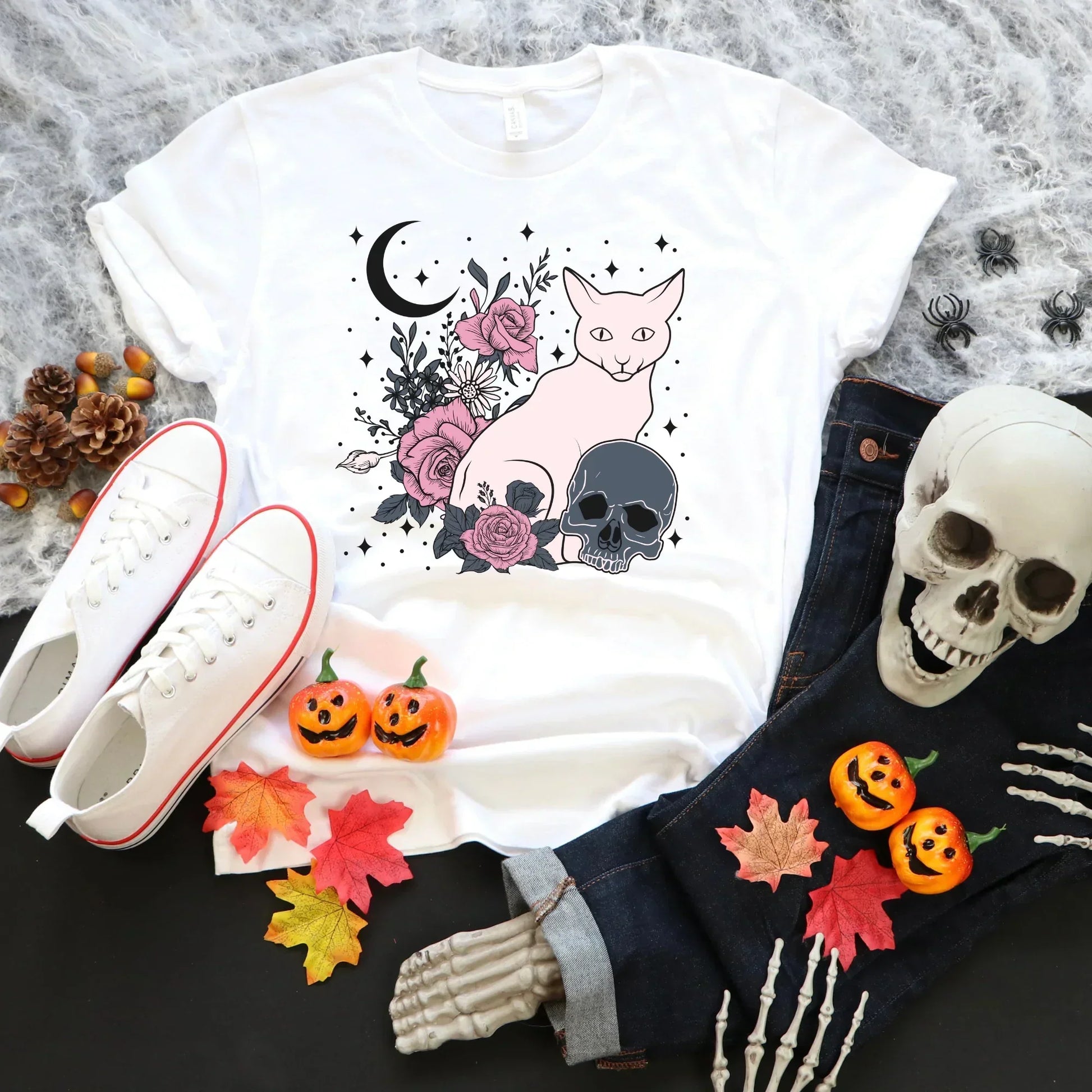 Gothic Shirt, Witchy Vibes, Halloween Sweatshirt, Moon Shirt, Skull Shirt, Goth Style Grunge Shirt, Aesthetic Clothing, Cat Shirt, Witch Tee HMDesignStudioUS