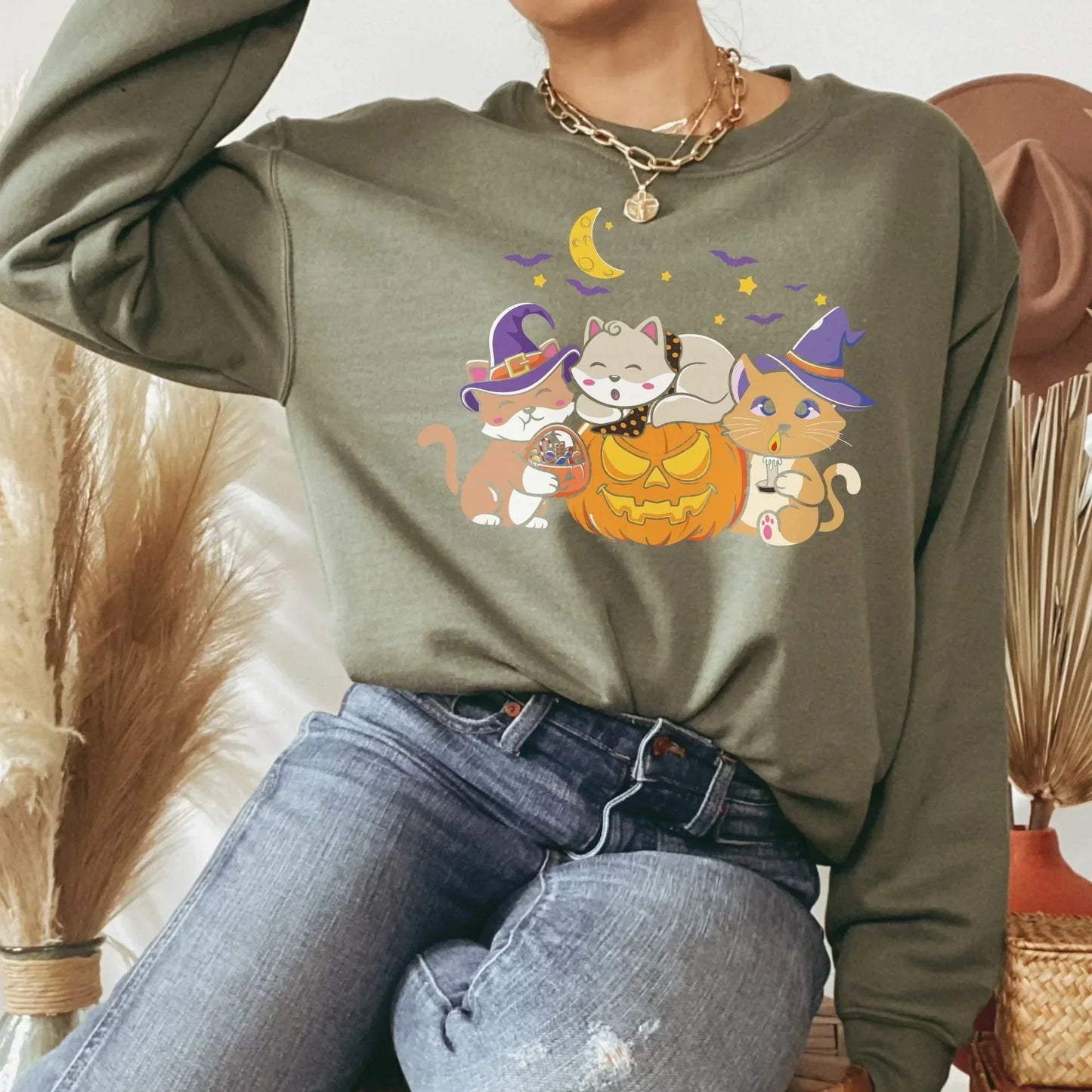 Halloween Cat Shirt, Spooky Cat Sweater, Cute Cat Hoodie, Black Cat theme Gifts, Cad Dad Gift, Cat Mom Sweatshirt, Funny Pussy Cat Mom Shirt HMDesignStudioUS