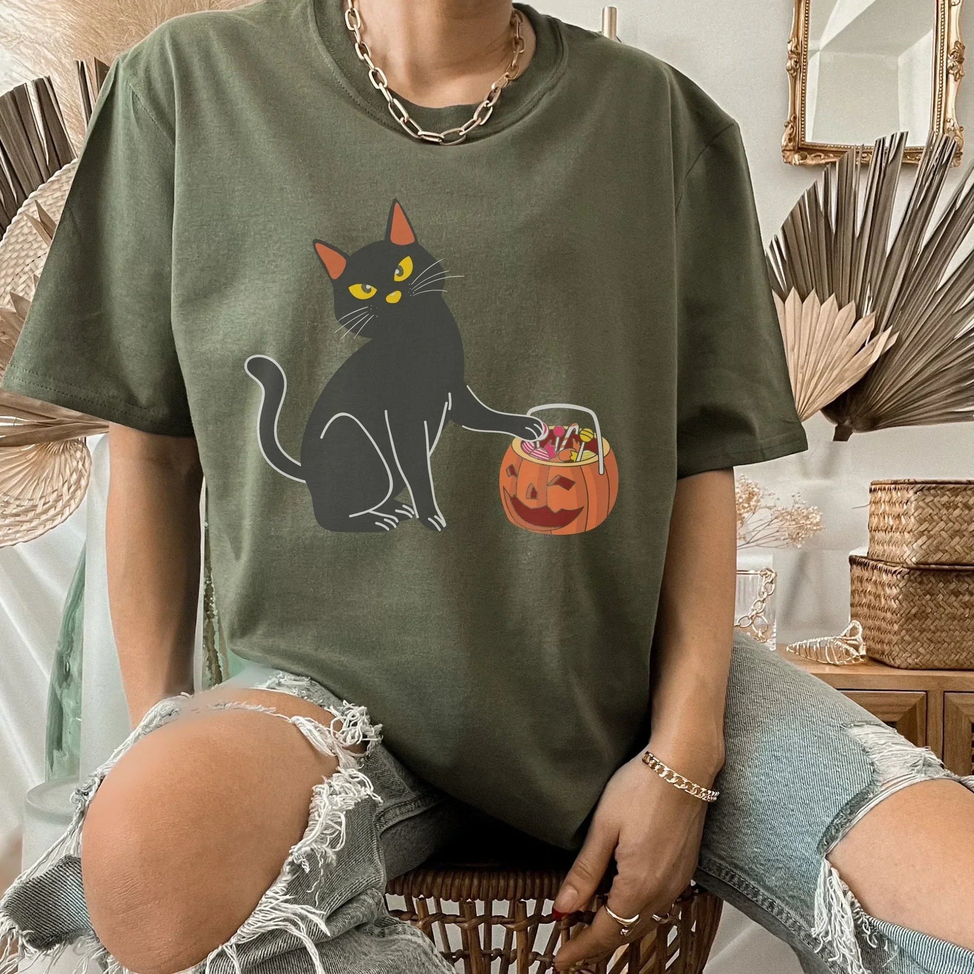 Halloween Cat Shirt, Spooky Cat Sweater, Cute Cat Hoodie, Black Cat themed Gifts, Cad Dad Gift, Cat Mom Sweatshirt, Funny Cat Mom Shirt HMDesignStudioUS
