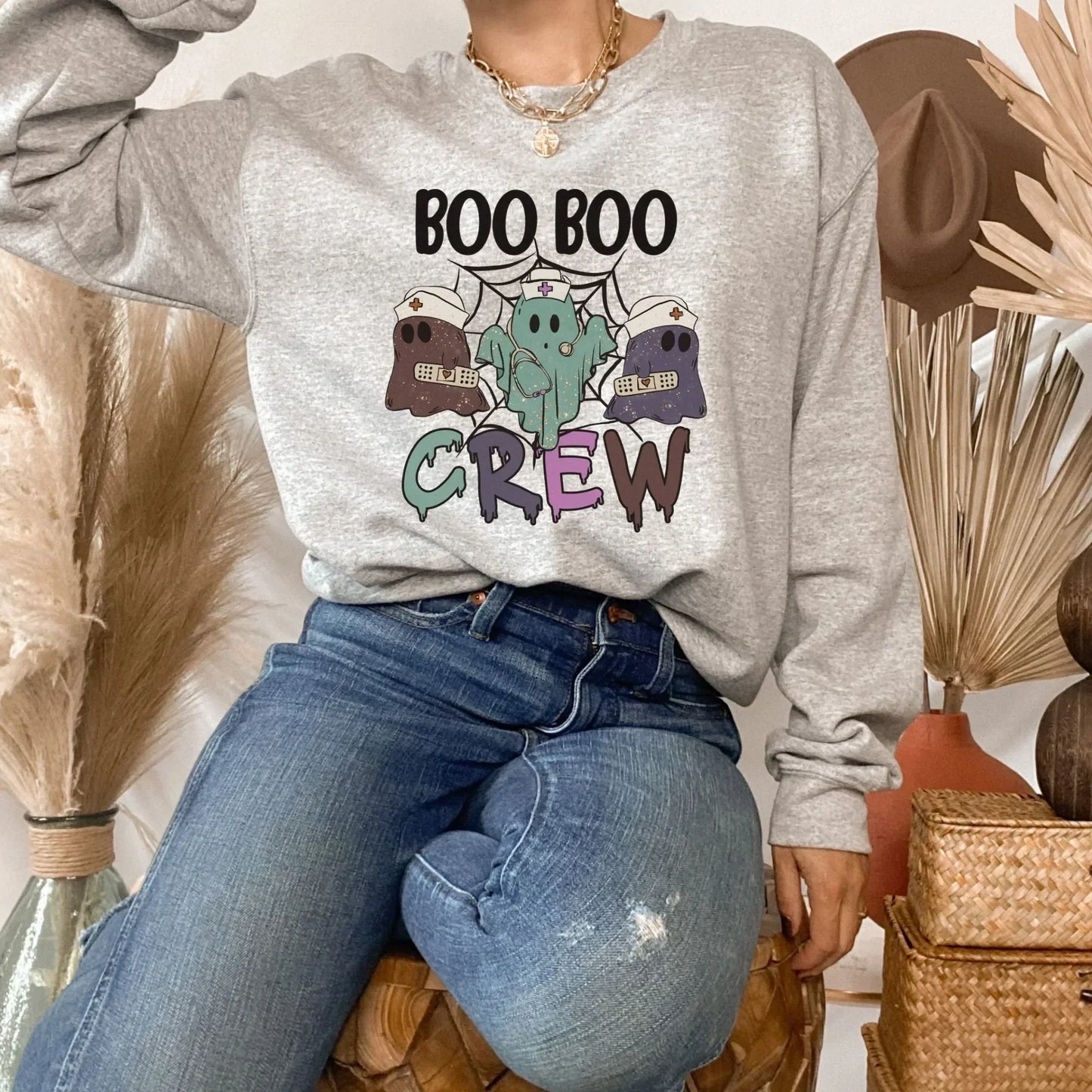 Halloween Nurse Shirt, Boo Crew Nursing Student Tee, Funny Nurse Gift, ER Nurse Sweatshirt, Gift for Nurse Hoodie, Halloween Ghost Sweater