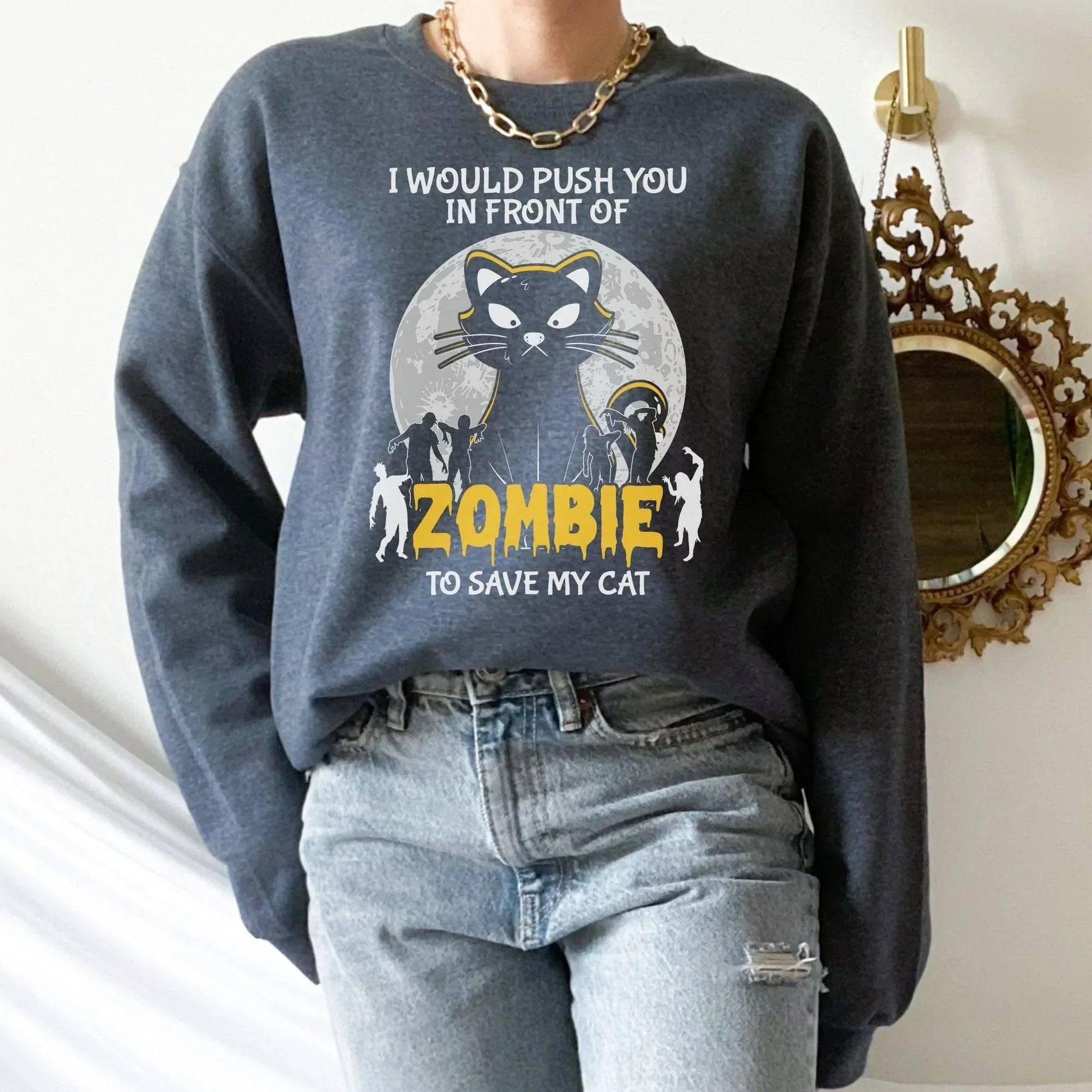 Halloween Shirt, Halloween Cat Shirt, Cat Sweater, Cat Dad Gift, Cute Cat Hoodie, Black Cat themed Gifts, Spooky Sweatshirt, Funny Cat Mom HMDesignStudioUS