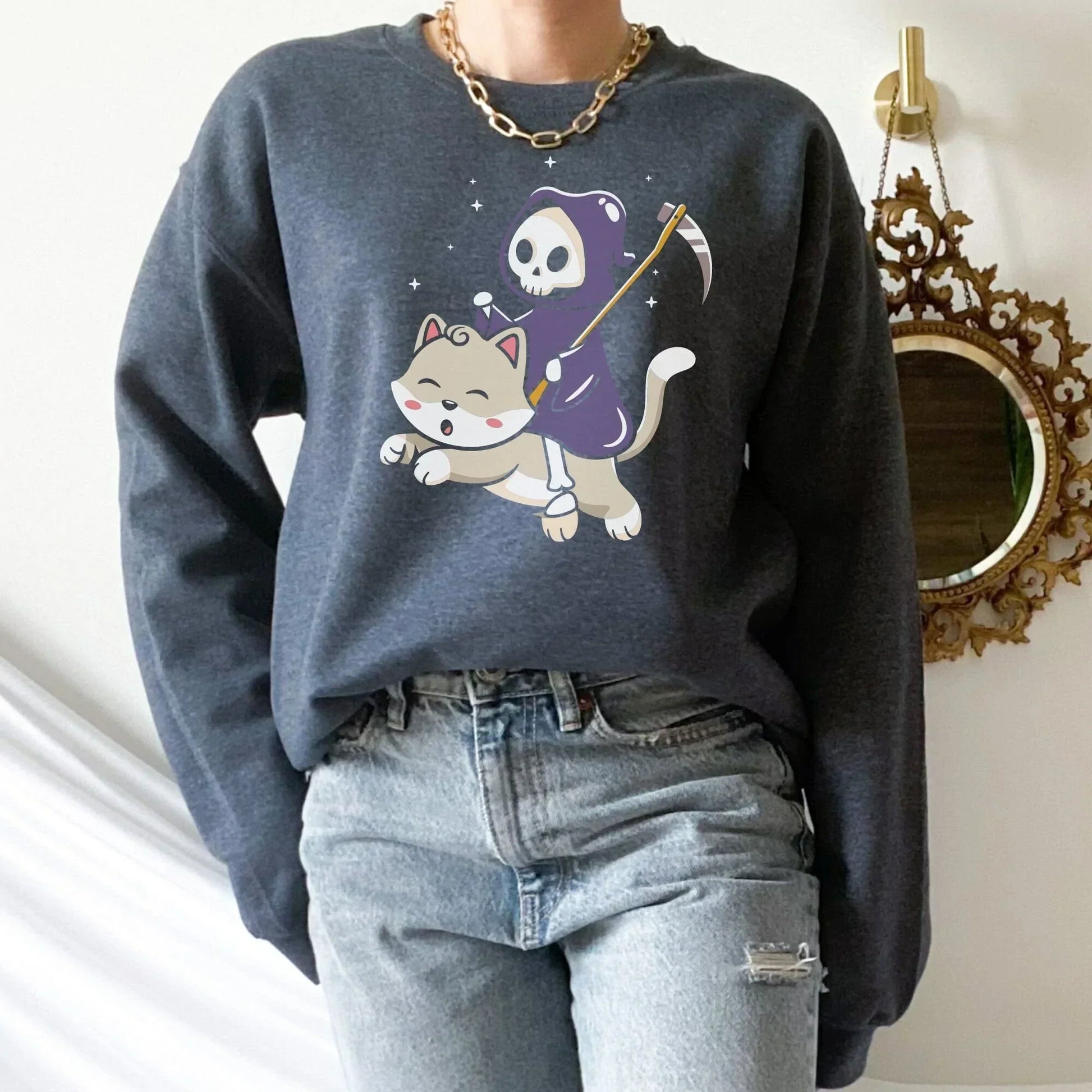 Halloween Shirt, Halloween Cat Sweater, Cat Dad Gift, Cute Halloween Hoodie, Black Cat themed Gifts, Spooky Cat Sweatshirt, Cat Mom Shirt HMDesignStudioUS