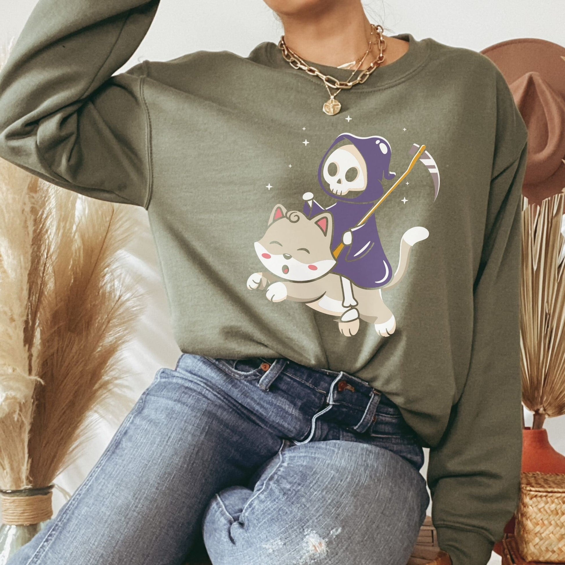Halloween Shirt, Halloween Cat Sweater, Cat Dad Gift, Cute Halloween Hoodie, Black Cat themed Gifts, Spooky Cat Sweatshirt, Cat Mom Shirt