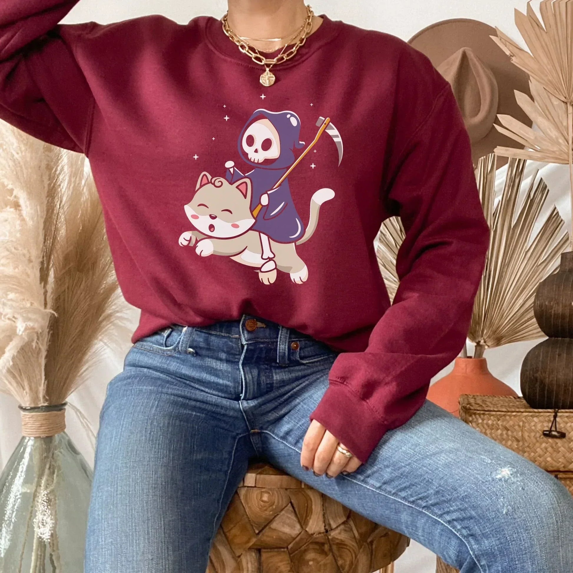 Sweatshirt Halloween Cat Jumper Halloween Shirt, Halloween Cat
