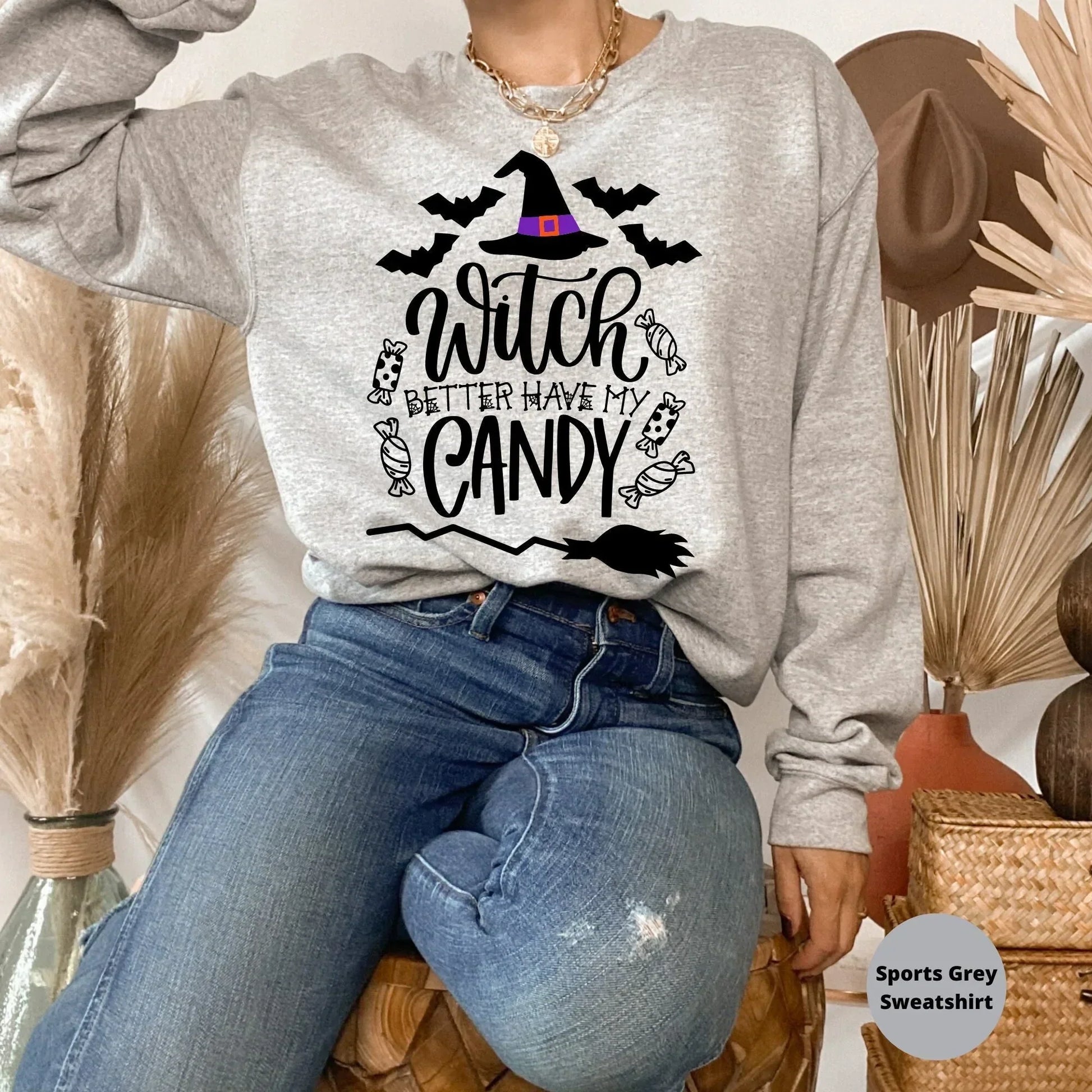 Halloween Shirt, Halloween Sweater, Witch Better Have my Candy, Funny Halloween Party Crewneck, Cute Trick or Treat Halloween Sweatshirt