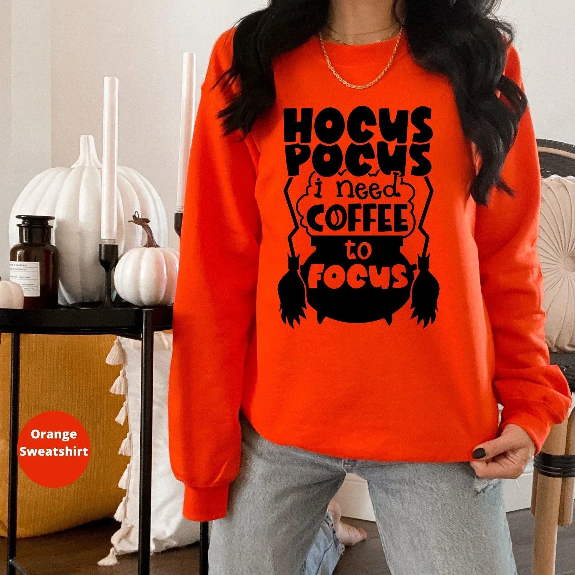 Halloween Sweatshirt, Hocus Pocus Coffee Focus Halloween Crewneck, Funny Party TShirt, Cute Women's Hoodie, Witch Shirt, Hocus Pocus Shirt
