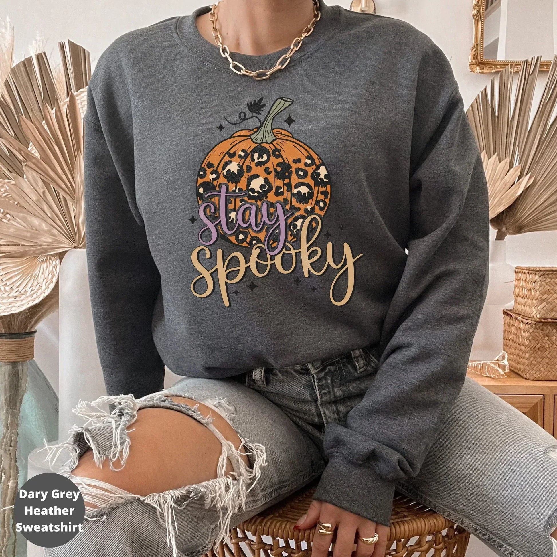 Halloween Sweatshirt Stay Spooky Vibes Shirt Fall Sweatshirt