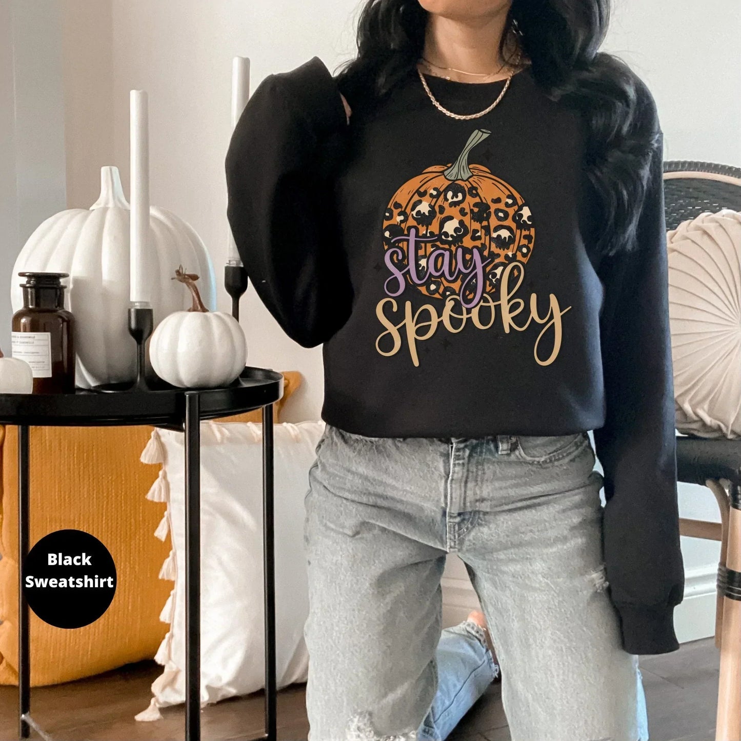 Halloween Sweatshirt, Stay Spooky Vibes Shirt, Fall Sweatshirt, Halloween Crewneck, Funny Party Tees, Retro Halloween, Spooky Season