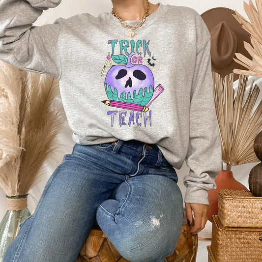 Halloween Teacher Shirt, Trick or Teach Shirt, Halloween Sweatshirt, Spooky Teacher Shirt, Halloween Pumpkin, Happy Halloween, Teacher Gift