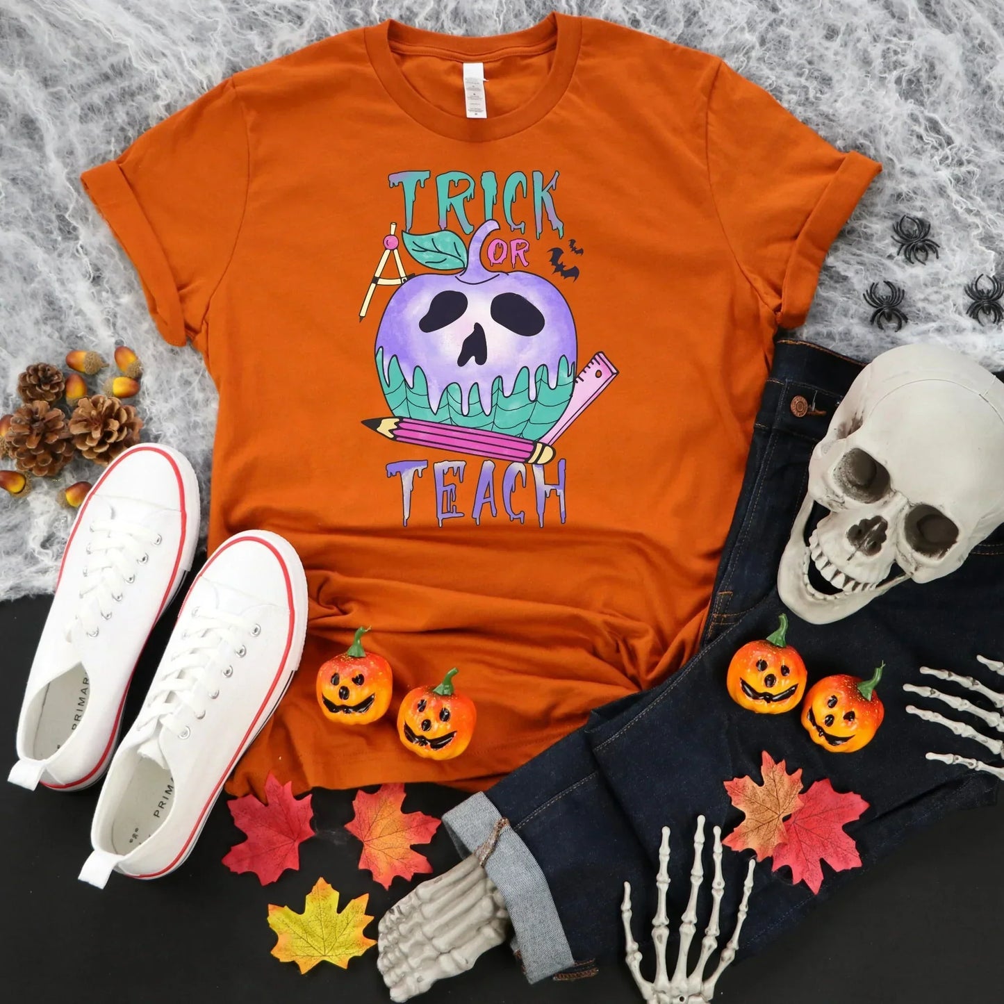 Halloween Teacher Shirt, Trick or Teach Shirt, Halloween Sweatshirt, Spooky Teacher Shirt, Halloween Pumpkin, Happy Halloween, Teacher Gift HMDesignStudioUS