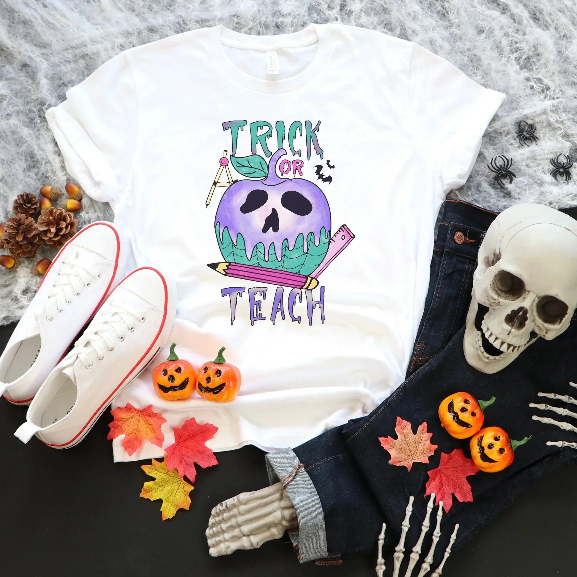 Halloween Teacher Shirt, Trick or Teach Shirt, Halloween Sweatshirt, Spooky Teacher Shirt, Halloween Pumpkin, Happy Halloween, Teacher Gift HMDesignStudioUS