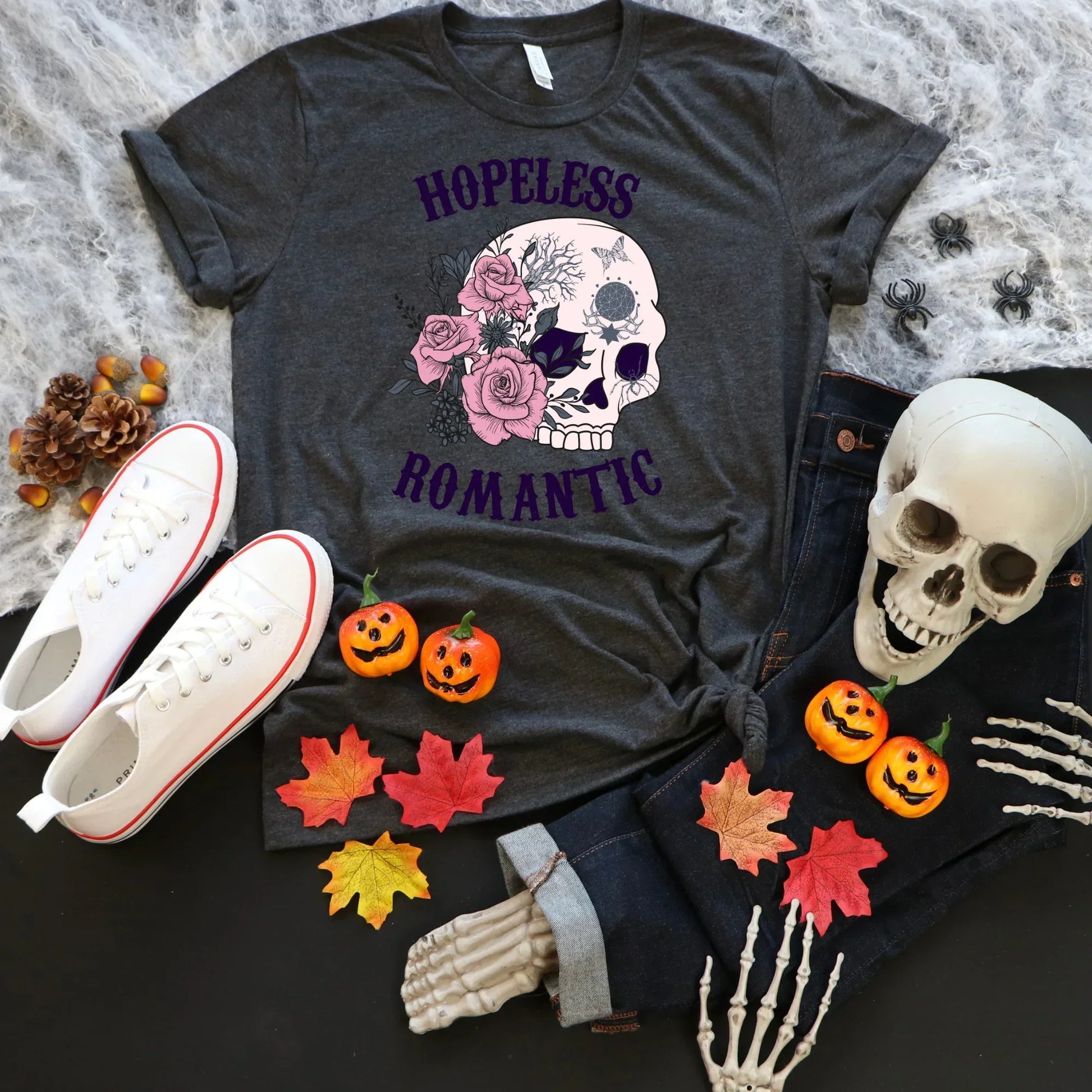 Hopeless Romantic Gothic Shirt, Halloween Sweatshirt, Witchy Vibes, Bats & Dead Roses Shirt, Moon Shirt, Magical Witch Shirt, Goth Style, Rot with Me, EMO Tee HMDesignStudioUS