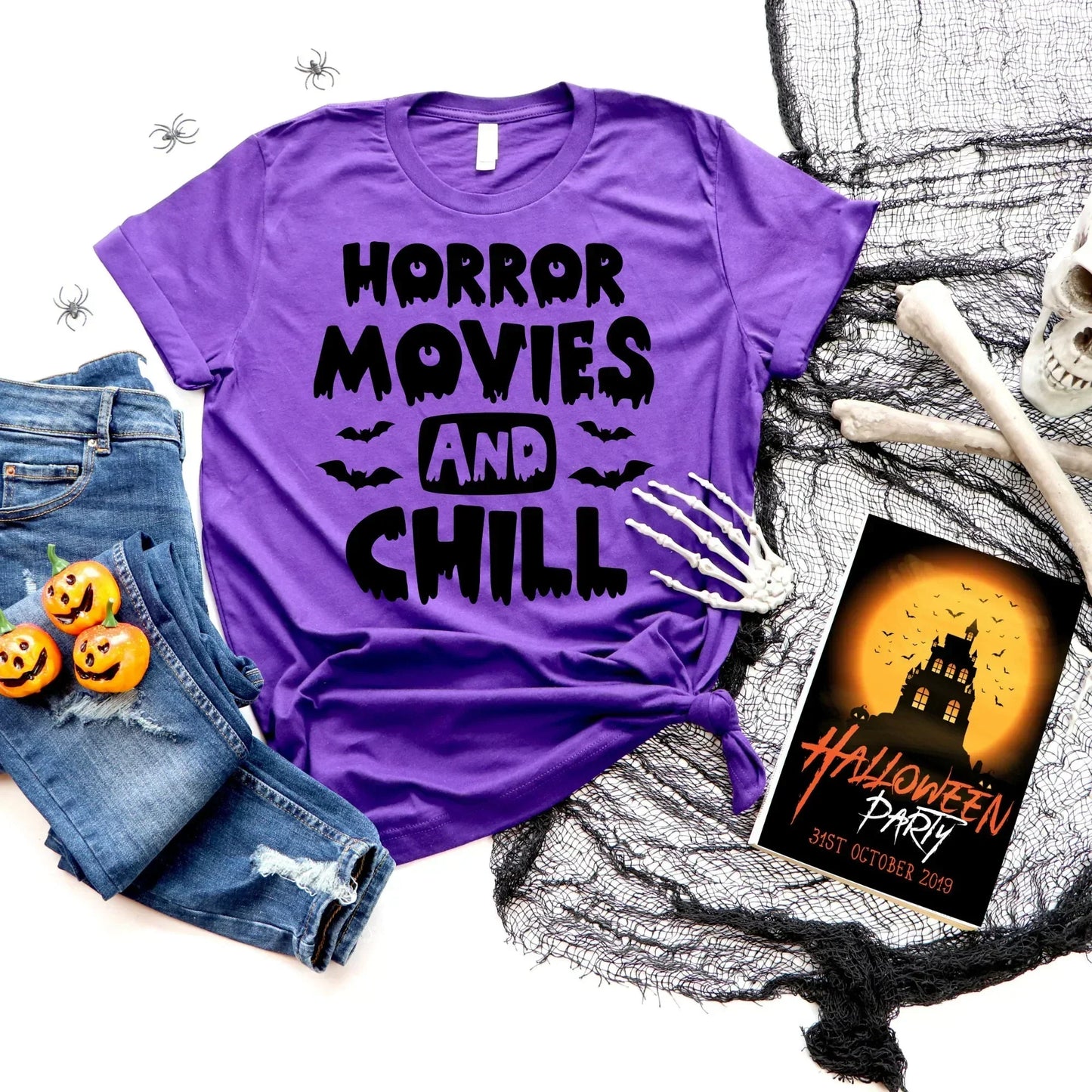 Horror Movie & Chill Sweater, Halloween Crewneck, Funny Halloween Party, Cute Halloween Hoodie, Halloween Ghost Shirt, Boo Shirt