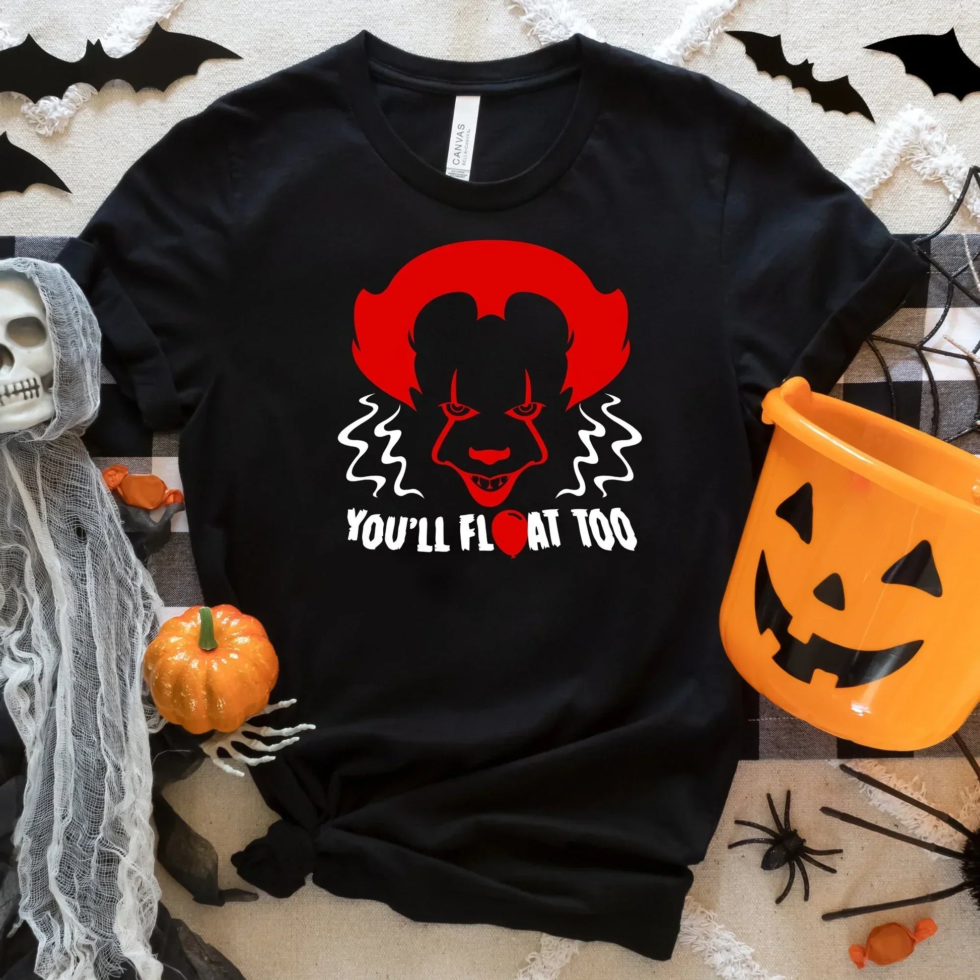 Horror Movie Sweatshirt, Pennywise Shirt, IT Tshirt, Halloween Crewneck, Trick or Treat, Cute Party T-Shirt, Gift for Her, Gift for Him HMDesignStudioUS