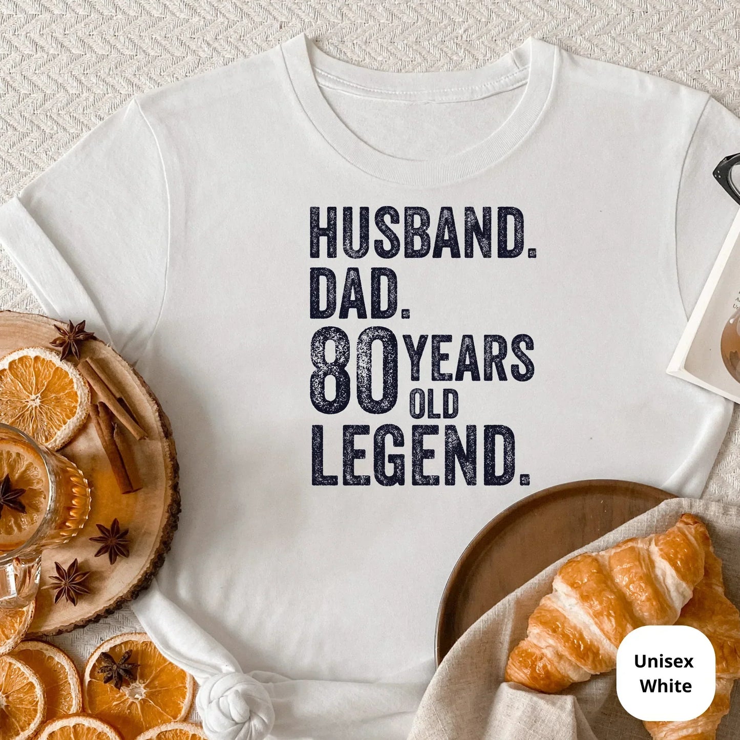 Husband, Dad, 80 Year Old Legend, Celebrate a Lifetime of Memories with Our Customizable 80th Birthday Shirt
