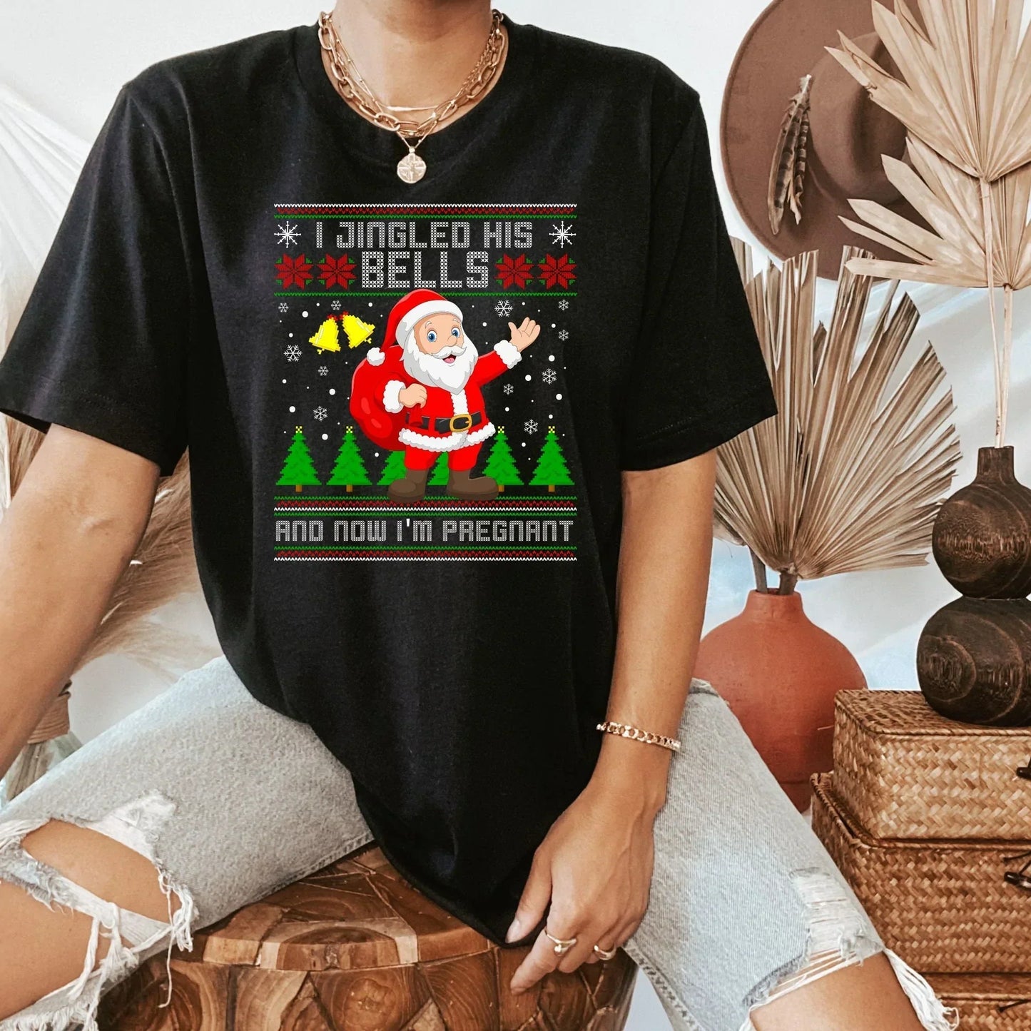I Jingled His Bells, Now I'm Pregnant, Funny Christmas Pregnancy Reveal Shirt
