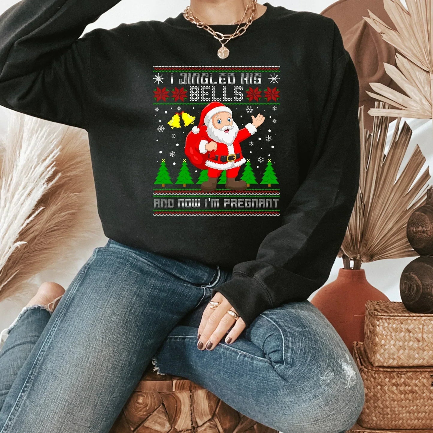 I Jingled His Bells, Now I'm Pregnant, Funny Christmas Pregnancy Reveal Shirt HMDesignStudioUS