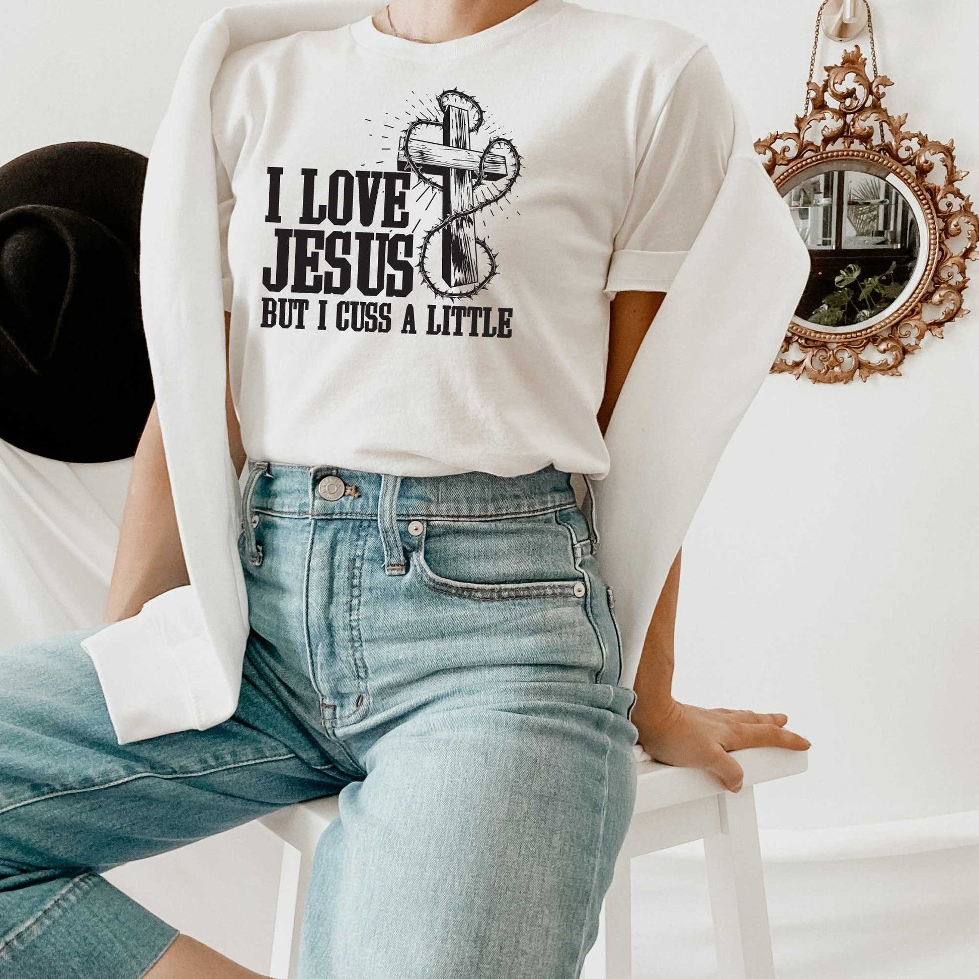 I love Jesus But I Cuss a Little, Funny Christian Shirts for Women or Men