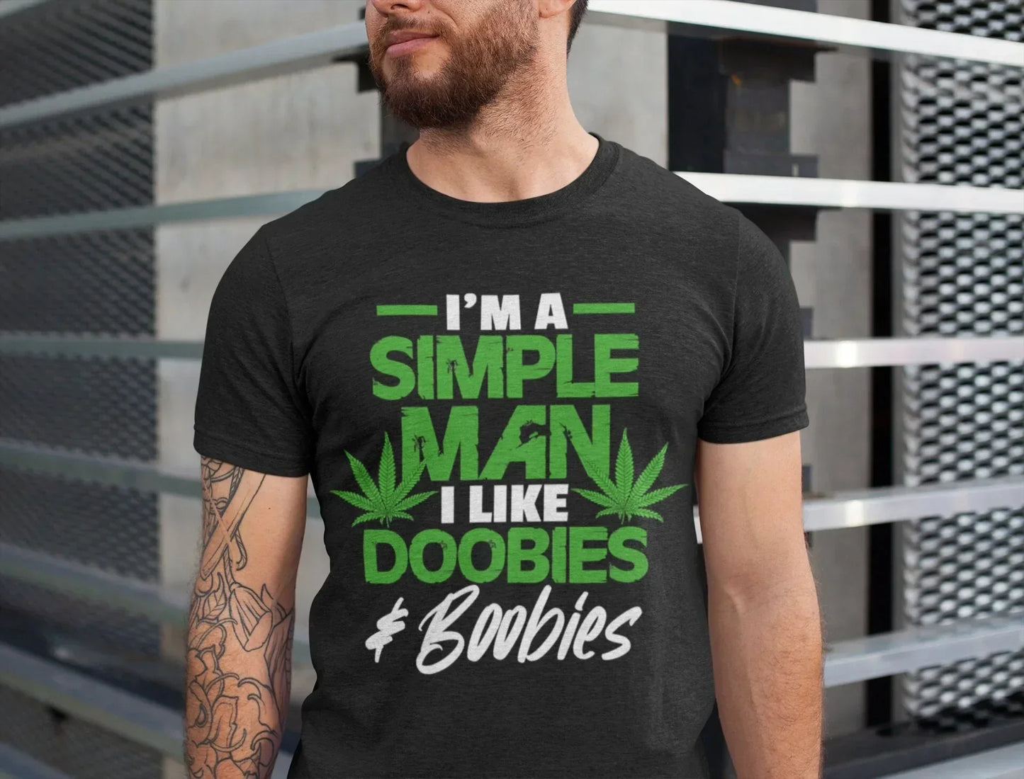 I'm a simple man, I like Doobies and Boobies, Stoner Shirt for Him HMDesignStudioUS