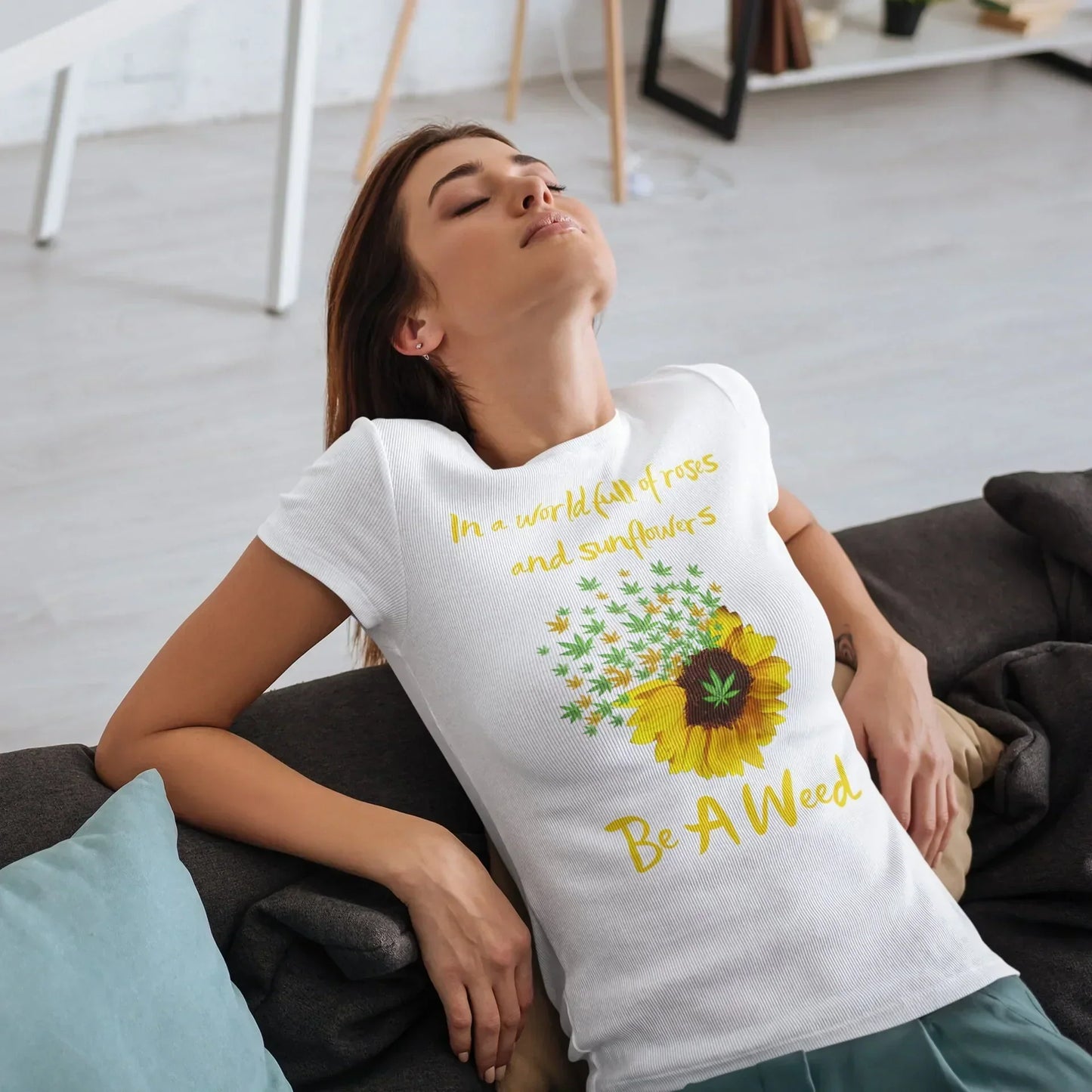 In a World Full of Roses Be a Weed, Sarcastic Stoner Shirt HMDesignStudioUS