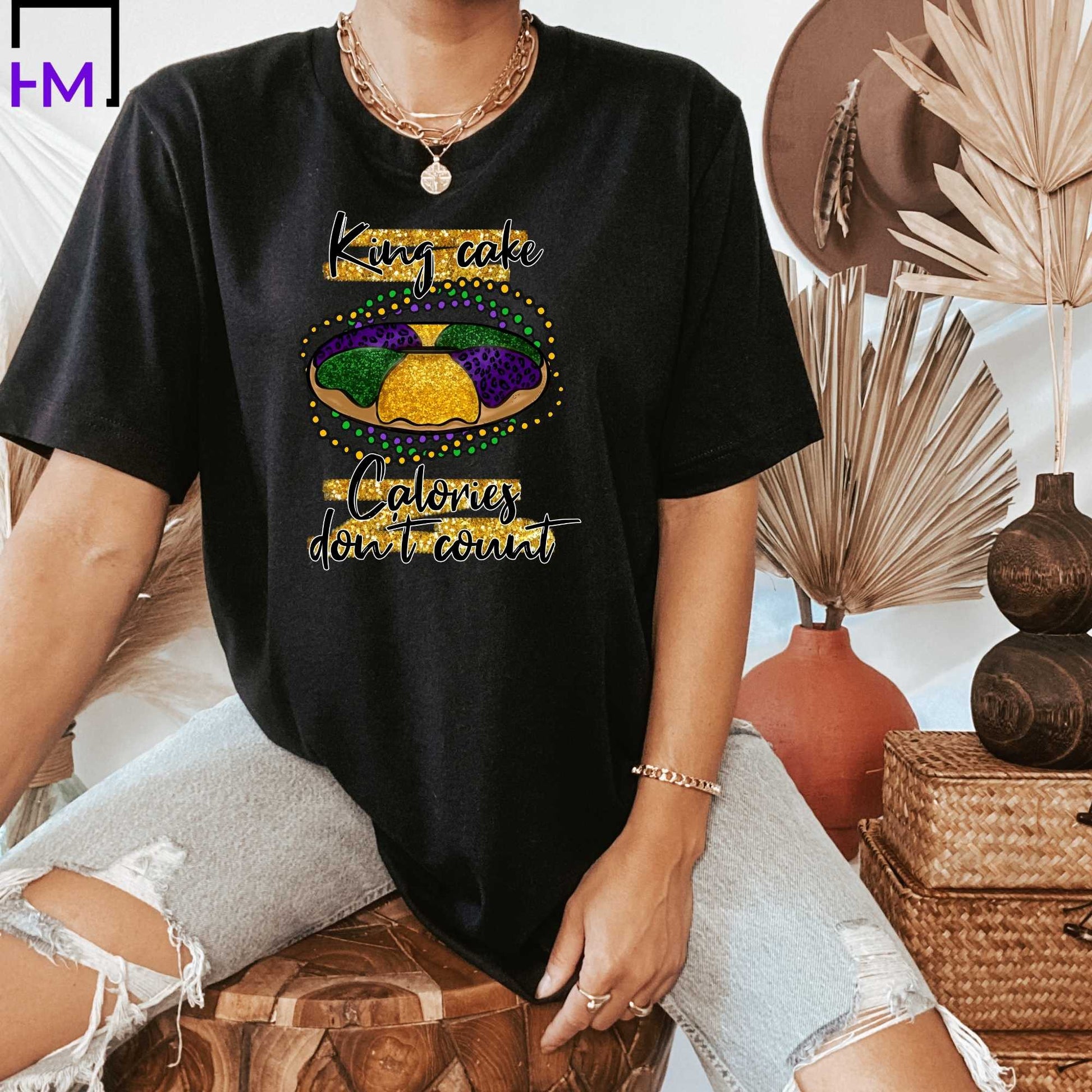 King Cake Mardi Gras Shirt or Tank Top for Women and Men, Plus Sizes Available Up to 5XL