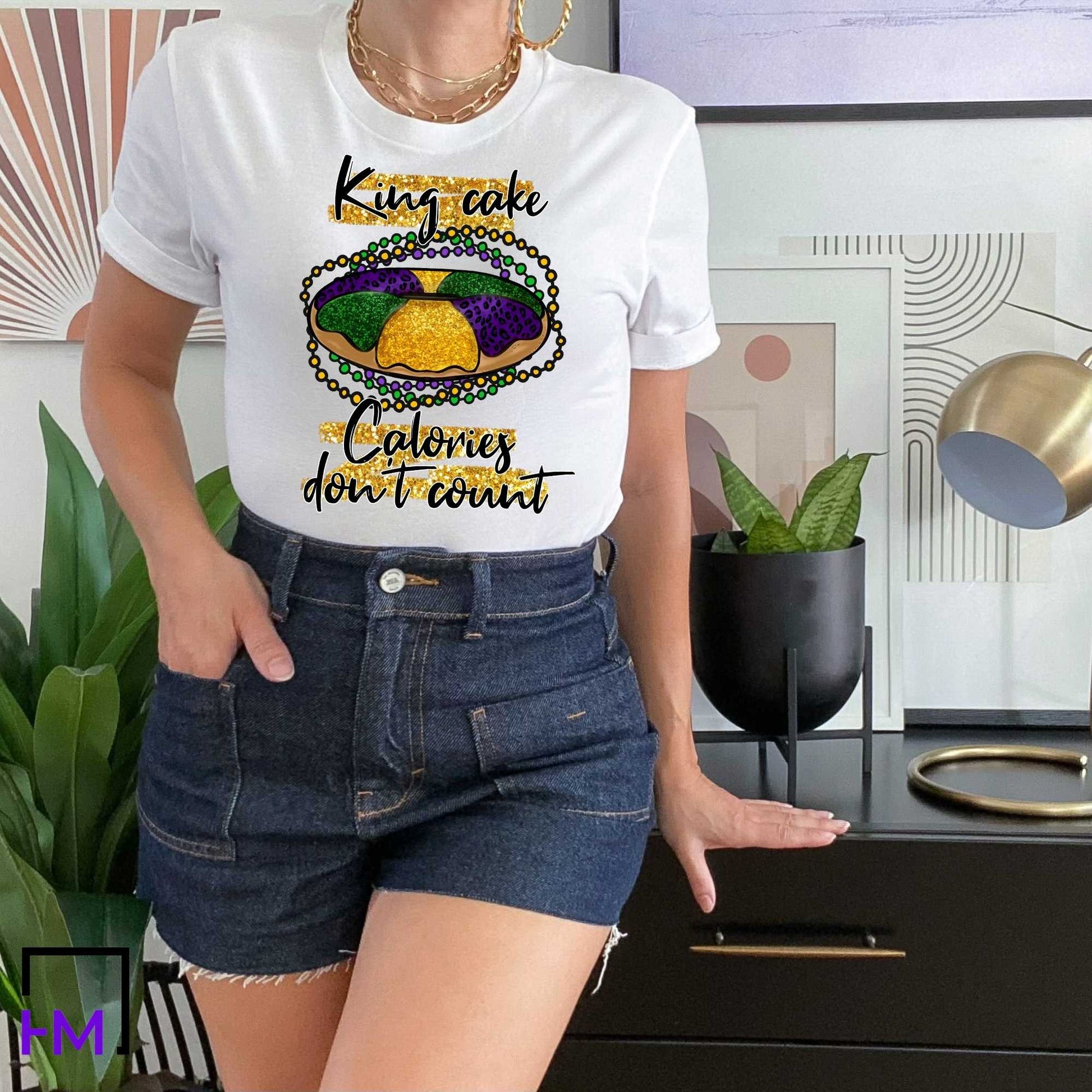King Cake Mardi Gras Shirt or Tank Top for Women and Men, Plus Sizes Available Up to 5XL