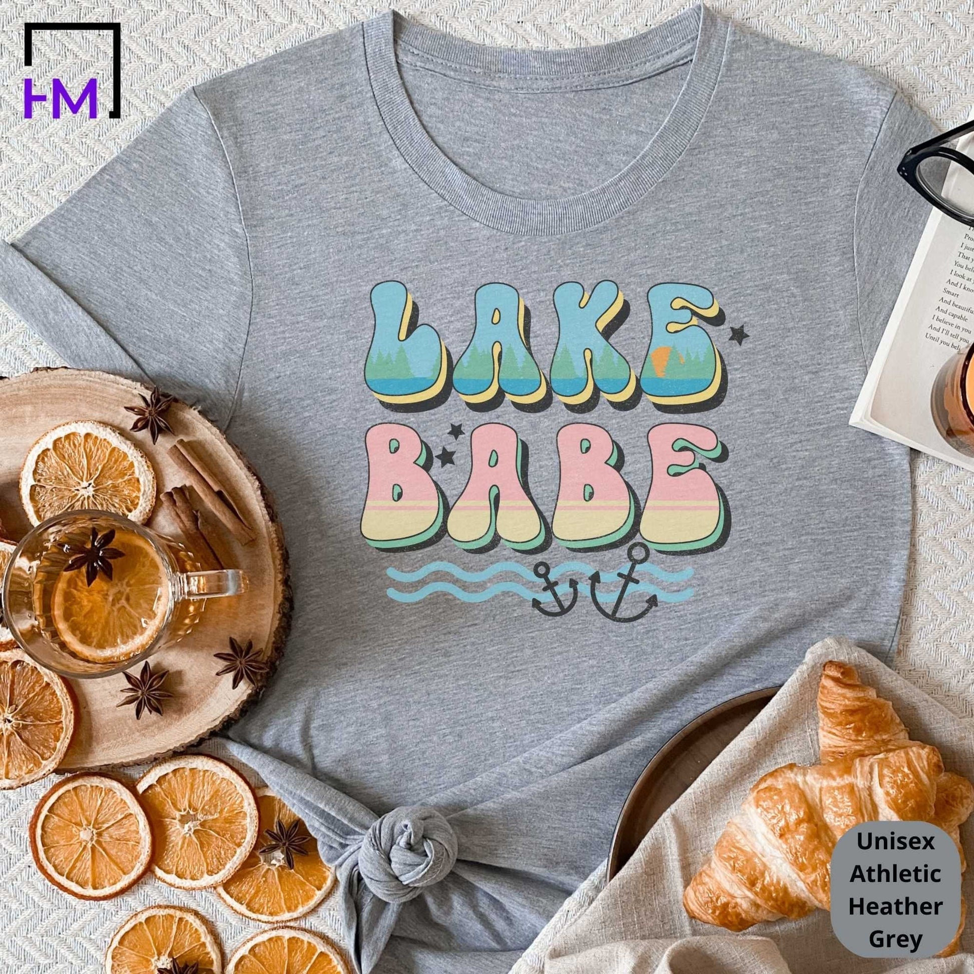 Lake Babe Shirt, Live at the Lake Lover Tee, Boating Tee, Great Boating Gift for Her, Vintage Look Boating Shirt, Lake Tee, Boating Life Tee HMDesignStudioUS