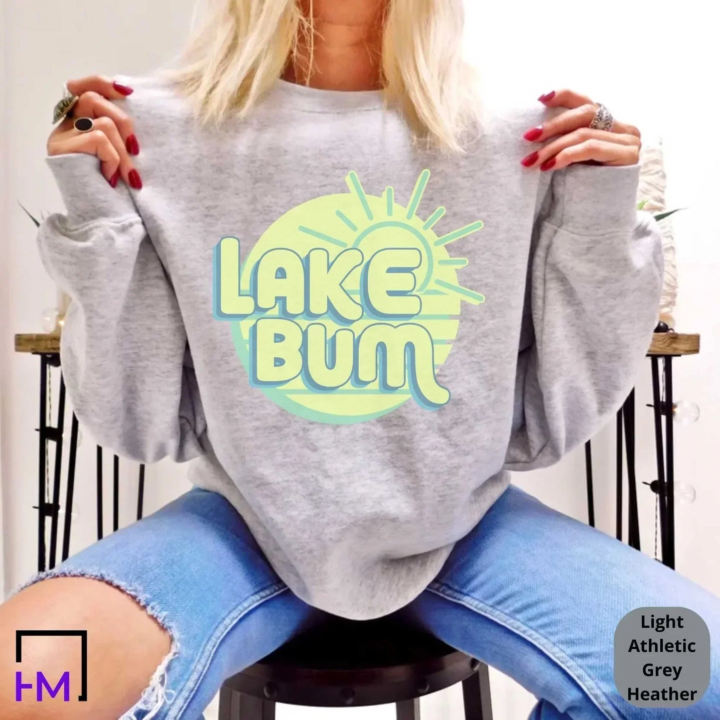 Lake Bum Shirt, Live at the Lake Lover Tee, Boating Tee, Great Boating Gift for Her, Vintage Look Boating Shirt, Lake Tee, Boating Life Tee HMDesignStudioUS