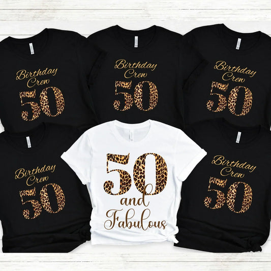 Leopard Fifty and Fabulous Shirt, 50th Birthday Shirt - Celebrate Your Milestone in Style! HMDesignStudioUS