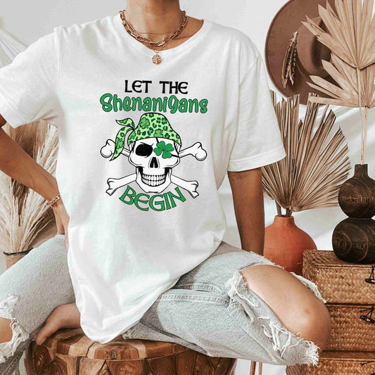 Let the Shenanigan Begin, Pirate Skull St. Patrick's Day Shirt