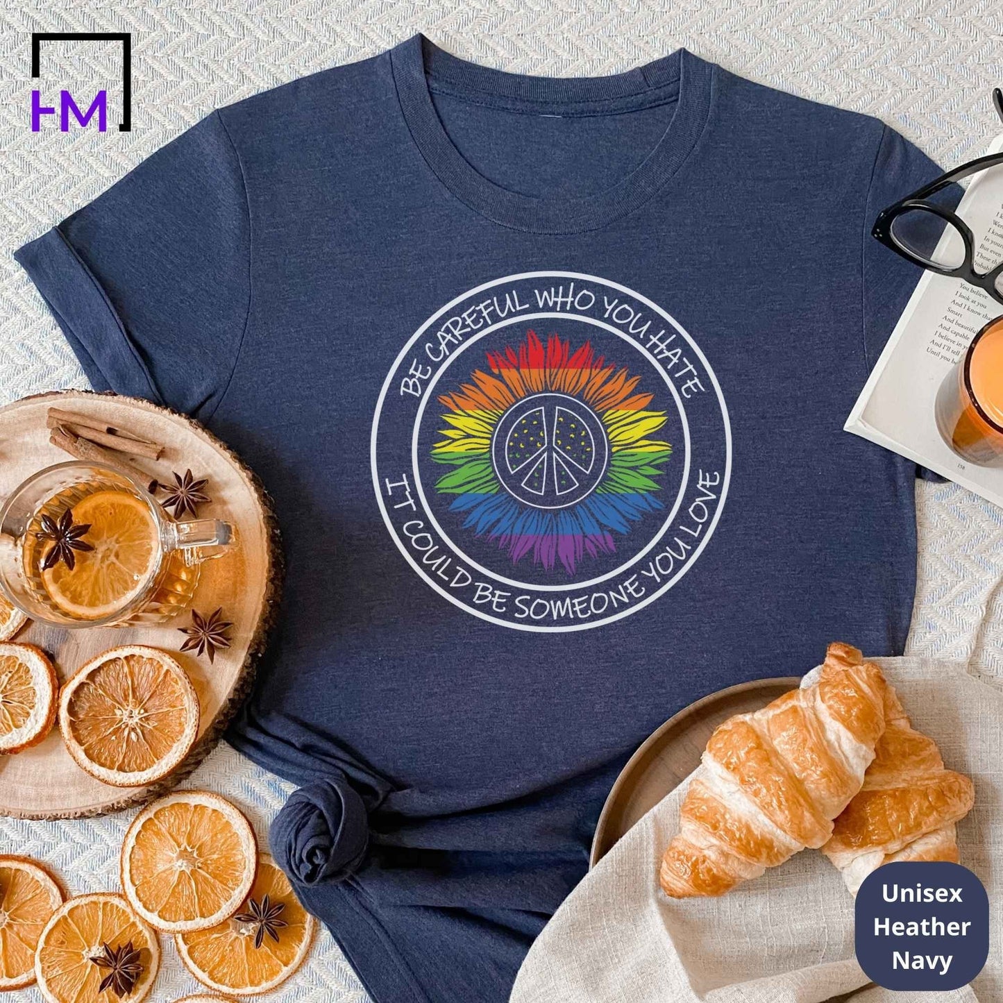 Lgbt Pride T-Shirts, LGBT Shirt, Be Kind Shirt, Love is Love Shirt, Be Kind Gift, Kindness Graphic Tee, Gay Shirt, Sunflower LGBT Women Tees HMDesignStudioUS