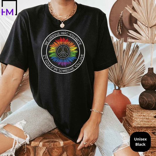 Lgbt Pride T-Shirts, LGBT Shirt, Be Kind Shirt, Love is Love Shirt, Be Kind Gift, Kindness Graphic Tee, Gay Shirt, Sunflower LGBT Women Tees