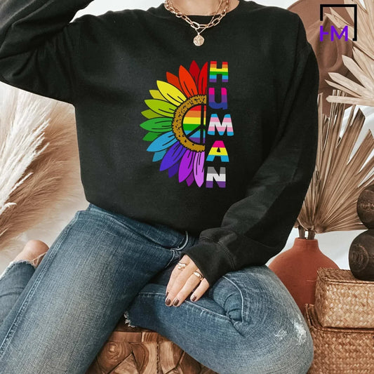 Lgbt Pride T-Shirts, LGBTQ Shirt, Equality Shirt, Love is Love Shirt, Be Kind Gift, Gay Shirt, Human Rights Sunflower Lesbian Women Tees