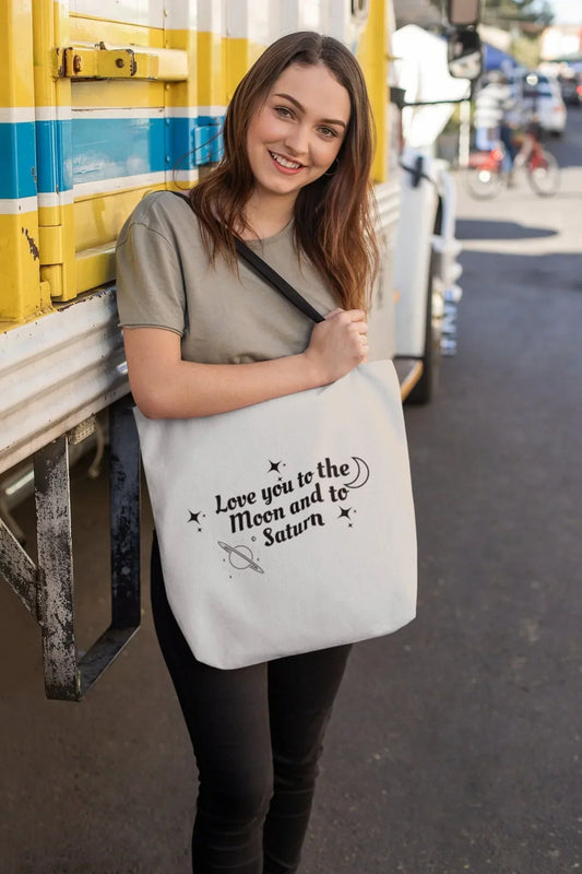 Love You to the Moon and to Saturn | Taylor Swift Tote Bag | Marjorie Song Lyrics Reusable Gift | Swiftie Fan Bag | Evermore Canvas