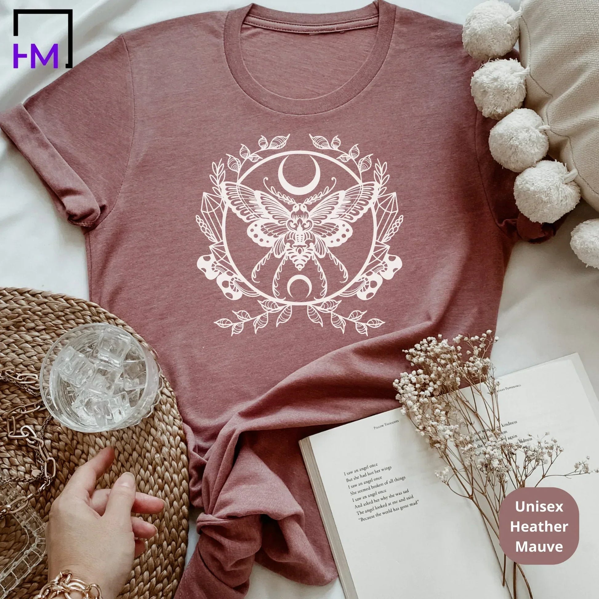 Luna Moth Shirt, Celestial Butterfly, Boho Gifts for Women, Mystical B –  HMDesignStudioUS