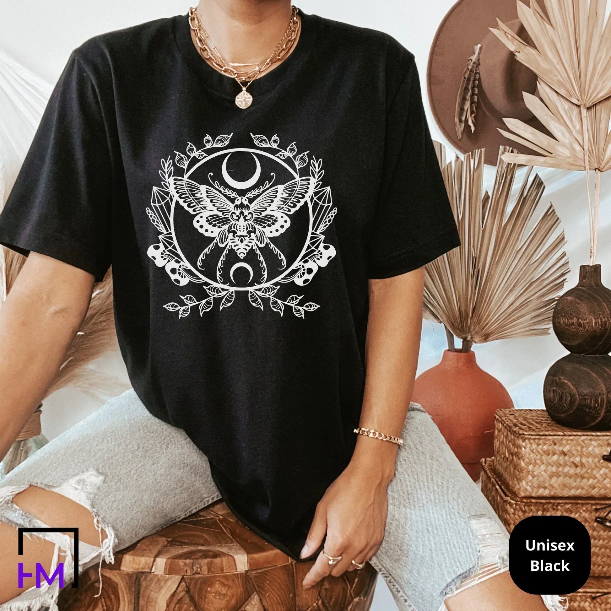 Luna Moth Shirt, Celestial Butterfly, Boho Gifts for Women