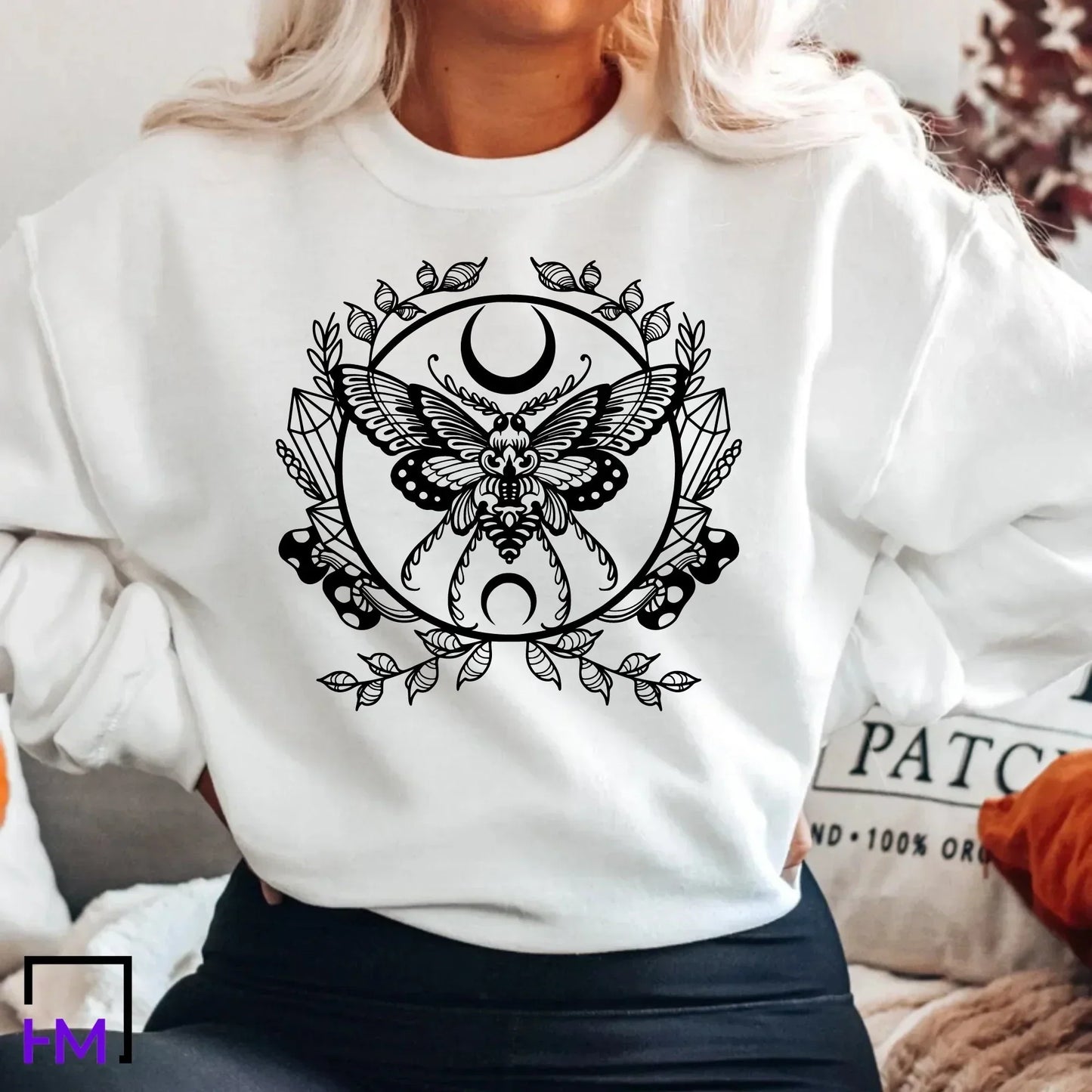 Luna Moth Shirt, Celestial Butterfly, Boho Gifts for Women, Mystical Bohemian Sweater, Astronomy Lover, Third Eye Top, Tarot Cards Clothing HMDesignStudioUS