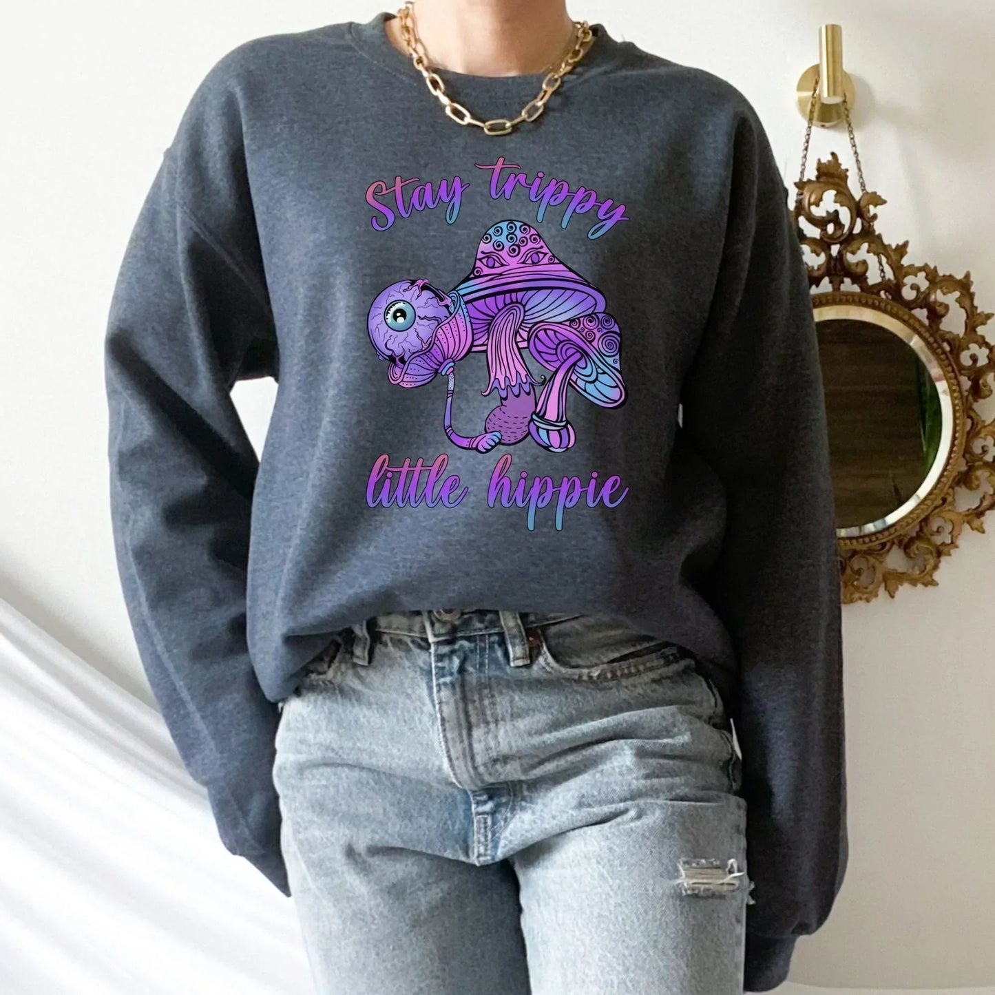 Magic Mushroom Shirt, Mushroom Sweater, Dark Academia, Goblincore Clothing, Celestial Hippie Clothes, Moon Child Sweatshirt, Stay Trippy HMDesignStudioUS