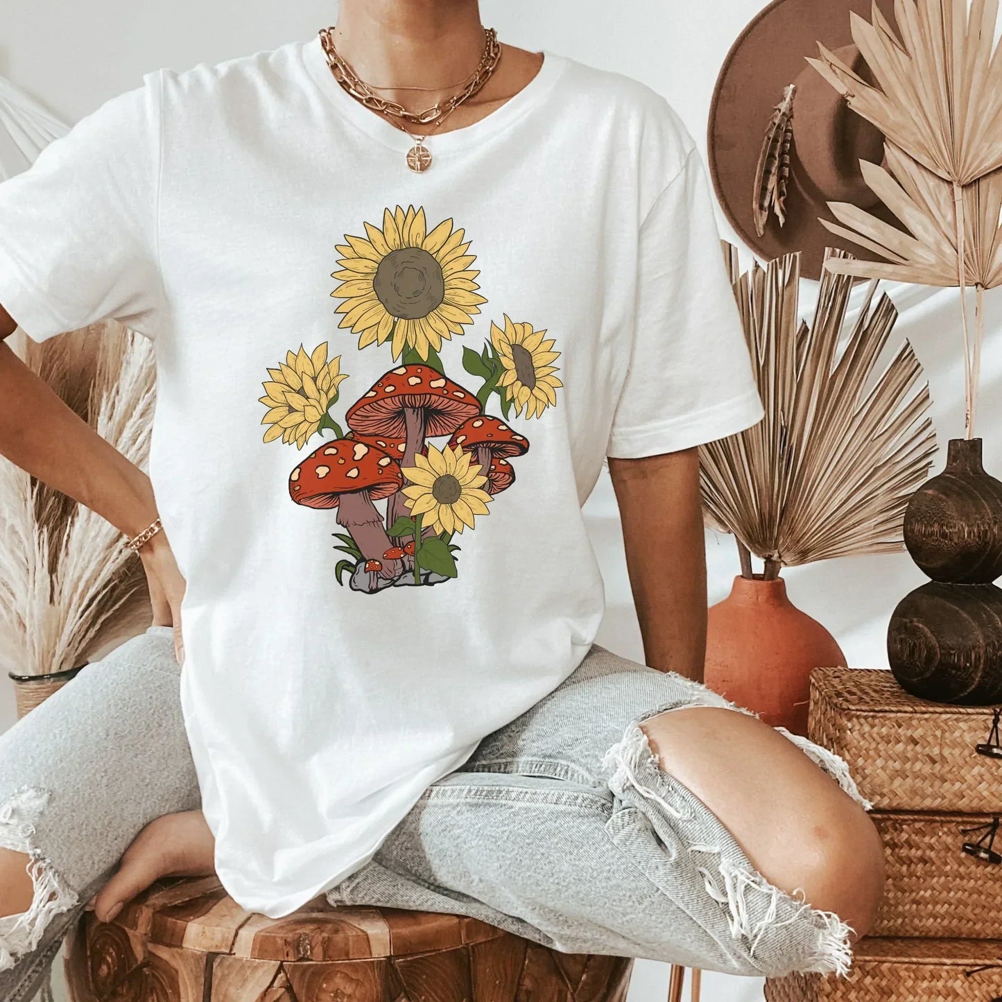 Magic Mushroom Sunflower Shirt HMDesignStudioUS