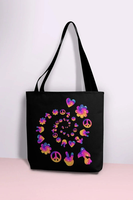 Magic Mushroom Tote Bag, Trippy Tote, Celestial Nature Lovers Gifts, Dark Academia Reusable Canvas, Hippie Clothing, Mystical Psychedelic HMDesignStudioUS