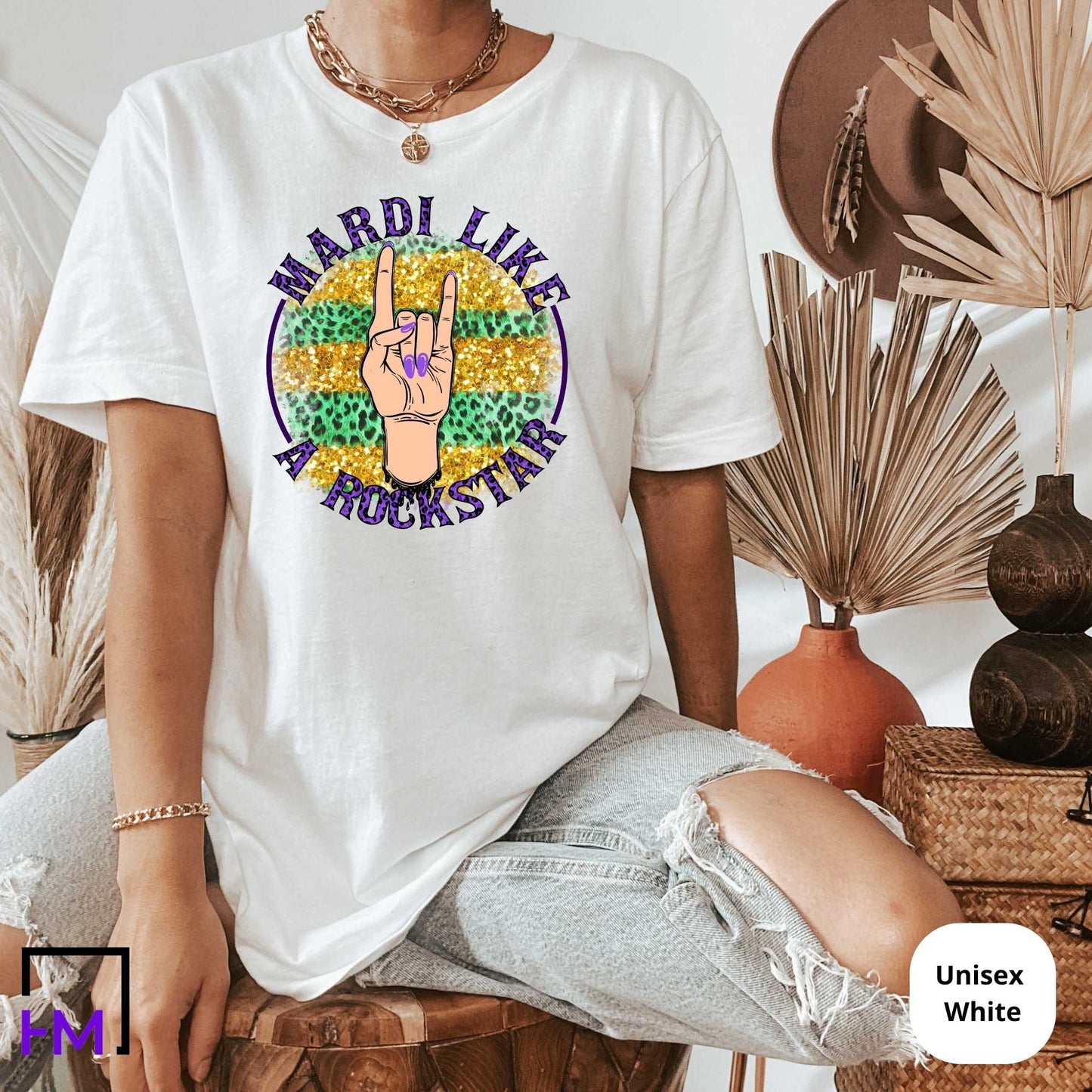 Mardi Like a Rockstar, Mardi Gras Shirt or Tank Top, Plus Sizes Available Up to 5XL