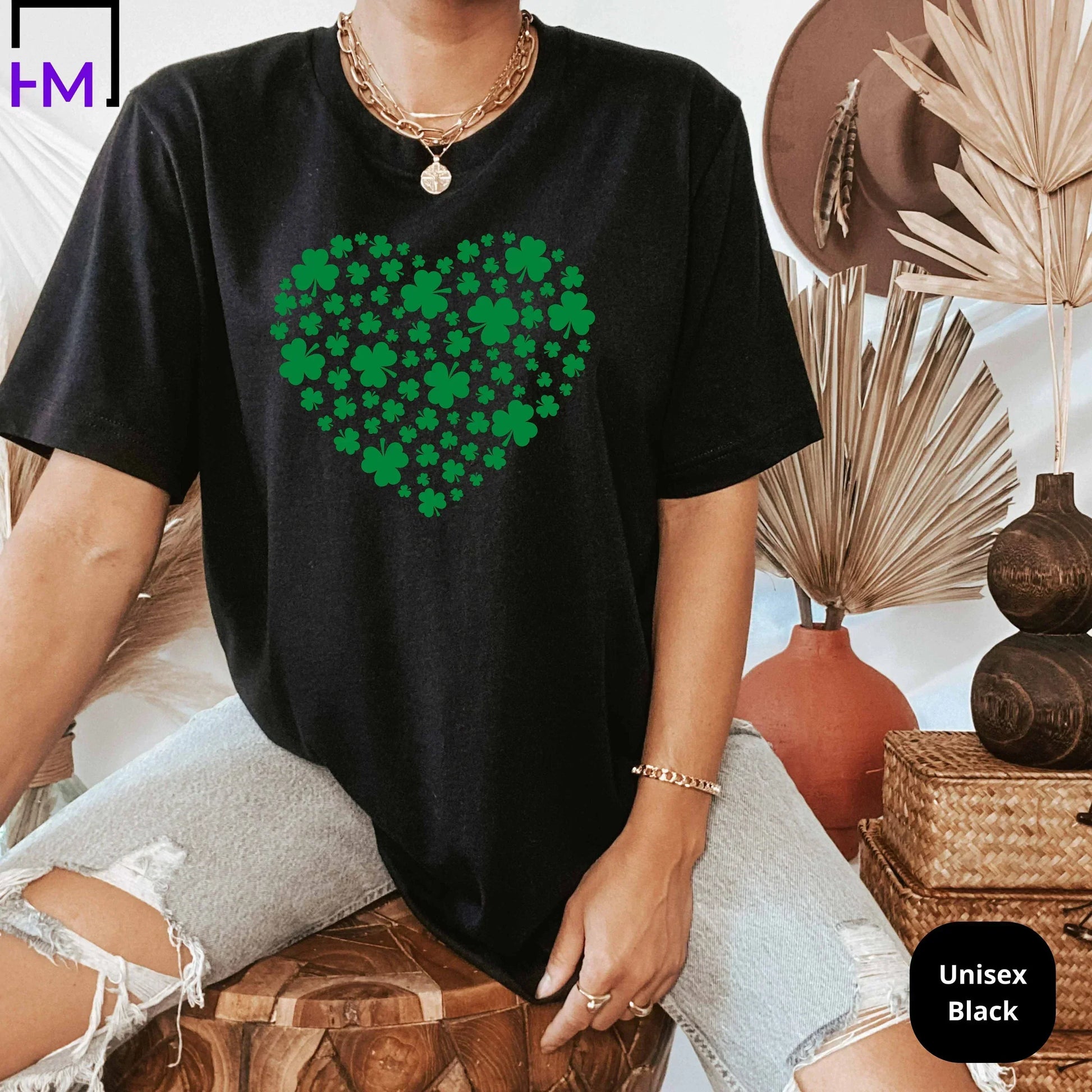 Minimalist Shamrock Shirt, Irish Shirt Women, Cute Shamrock Shirt, Lucky Woman Shirt, Shamrock Clover Shirt, St Patrick Day Shirt, Unisex HMDesignStudioUS